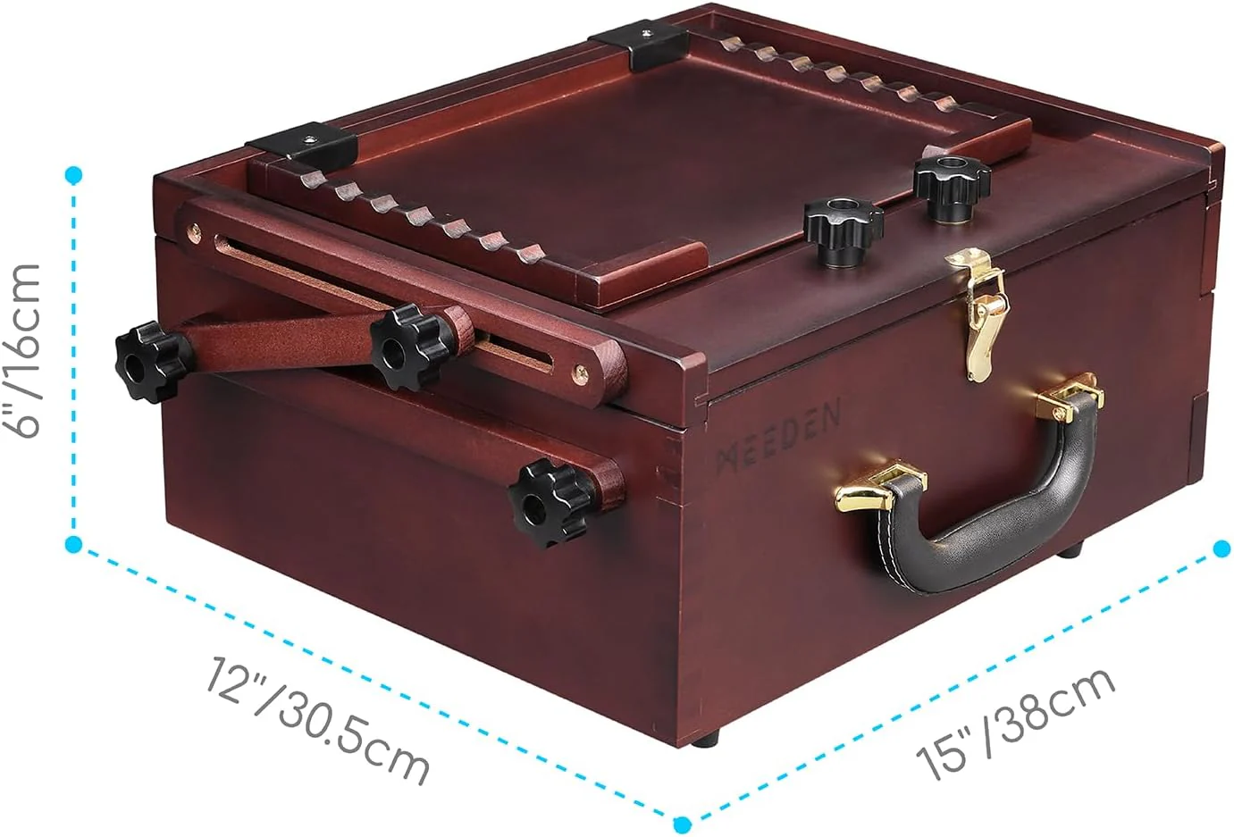 MEEDEN Plein Air Pochade Box with Tripod-Dark Walnut - Image 3