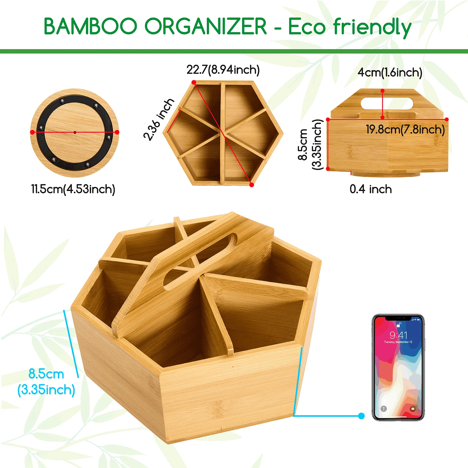 MEEDEN Bamboo Rotating Art Supply Organizer - Image 3