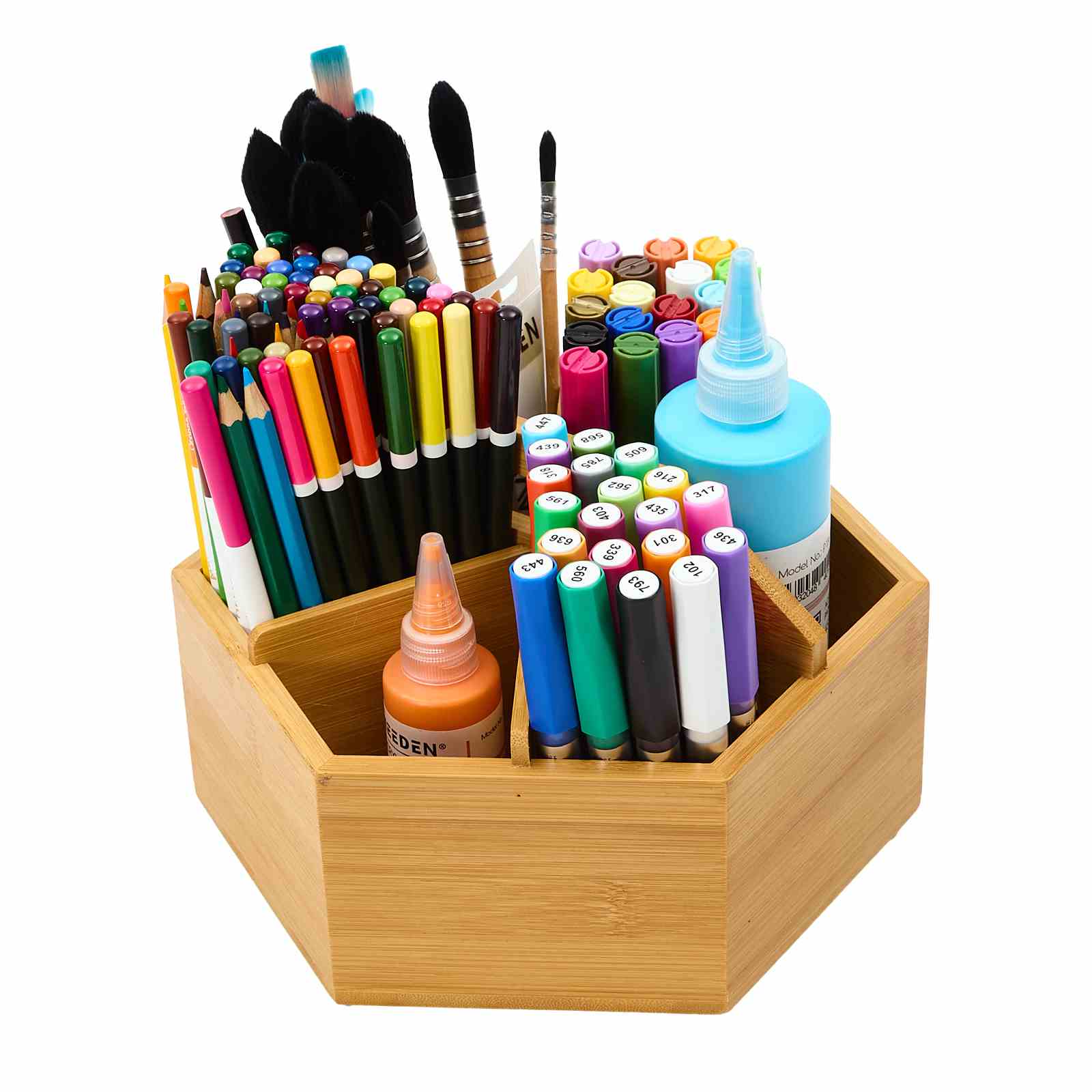 MEEDEN Bamboo Rotating Art Supply Organizer - Image 8