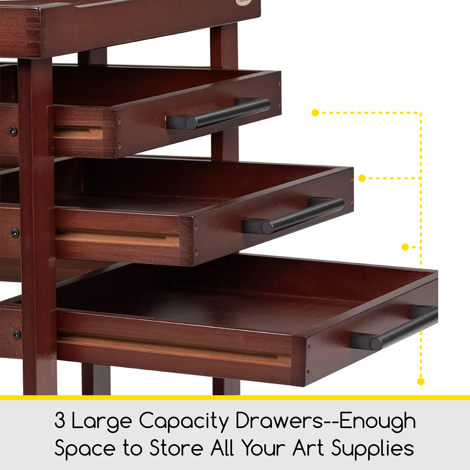 MEEDEN Deluxe Artist Supplies Storage Cart, 5-Tier Taboret-Dark Walnut-W13H - Image 3