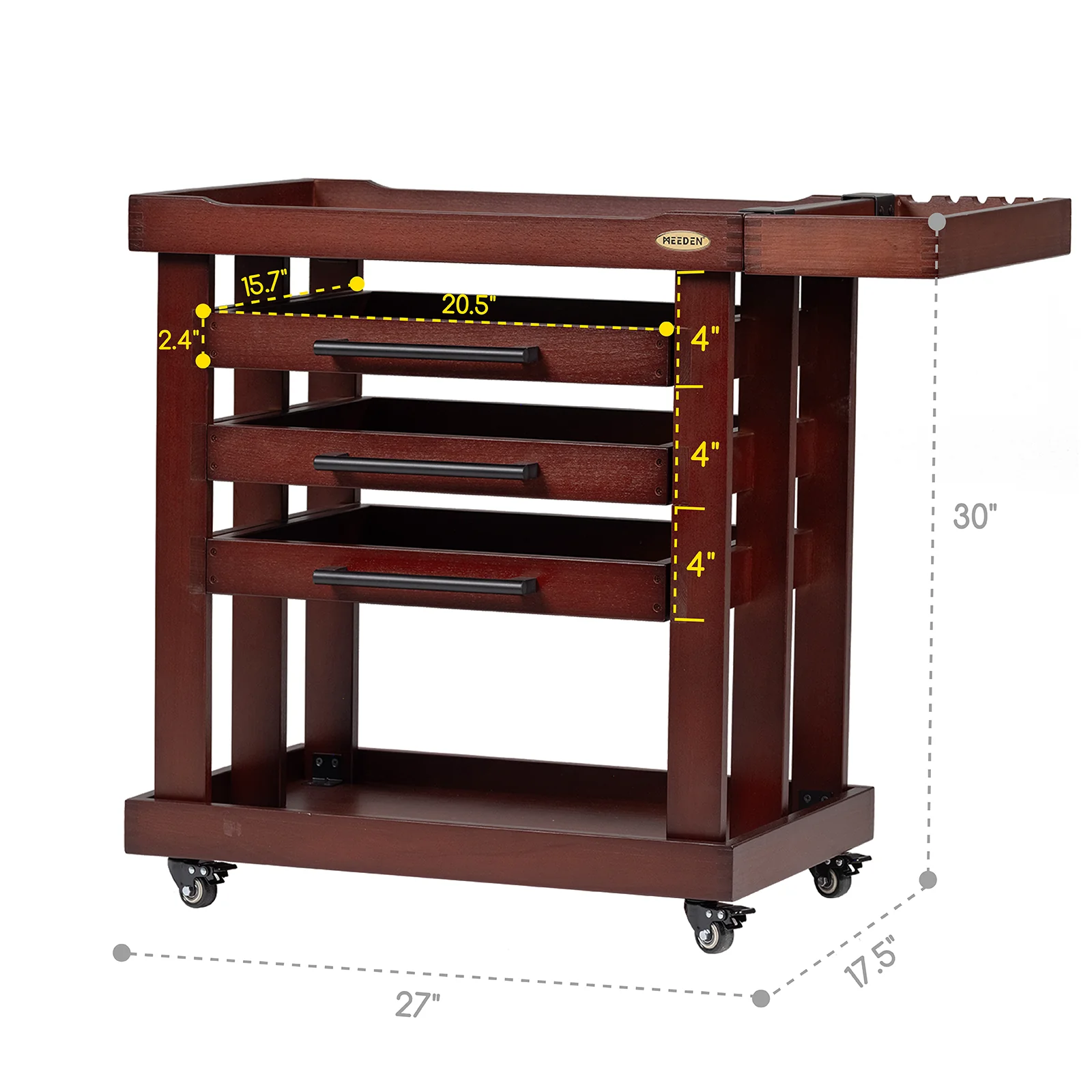 MEEDEN Deluxe Artist Supplies Storage Cart, 5-Tier Taboret-Dark Walnut-W13H - Image 5