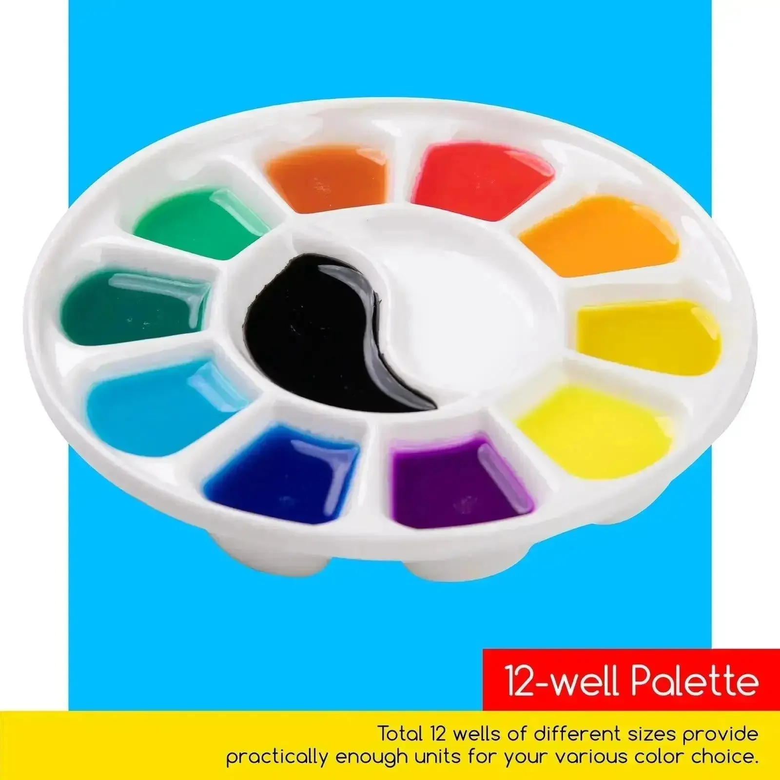 MEEDEN 12-Well Round Porcelain Palette - Image 4