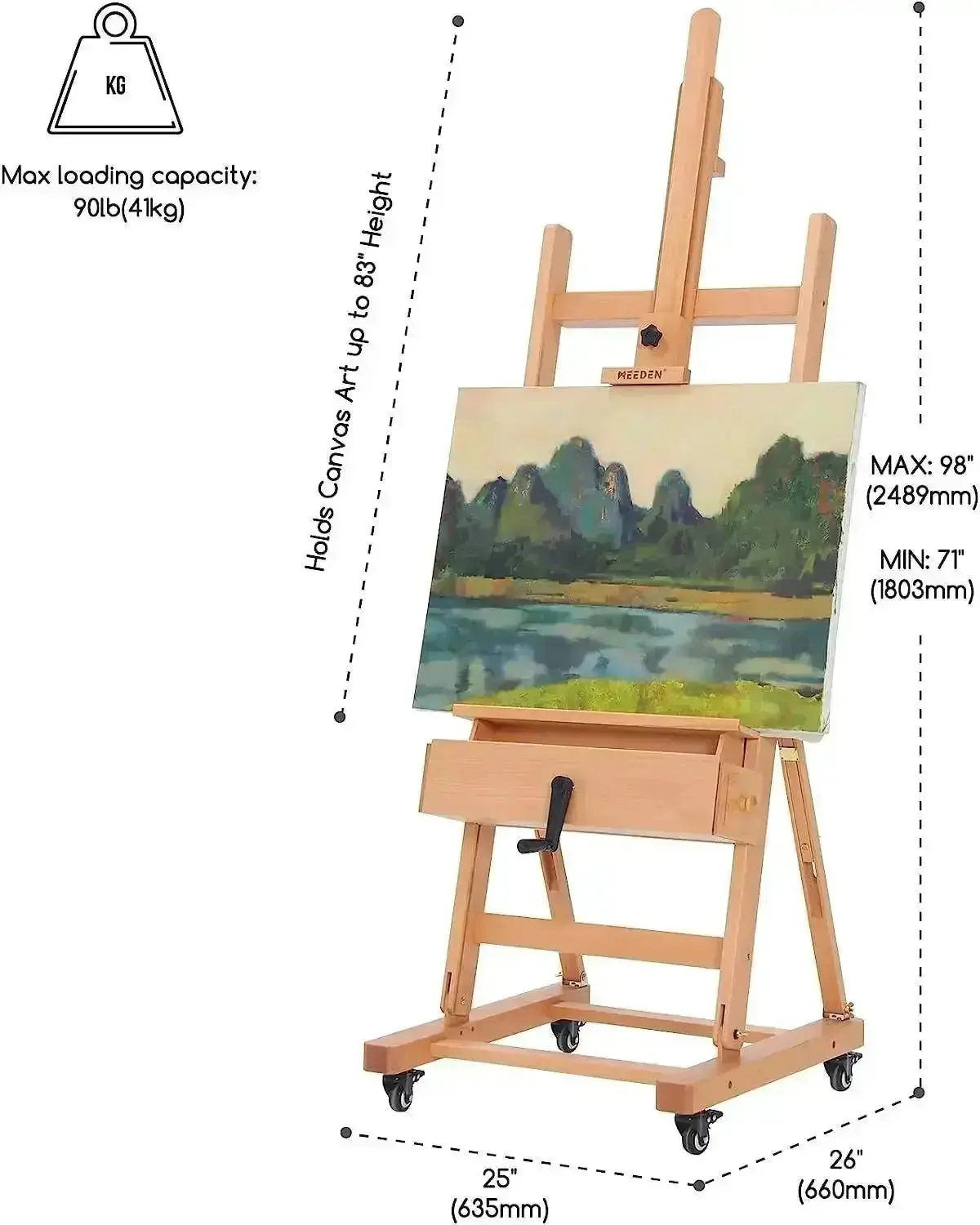 MEEDEN Deluxe Crank Adjusting Master Artist Easel Stand- W15S - Image 8