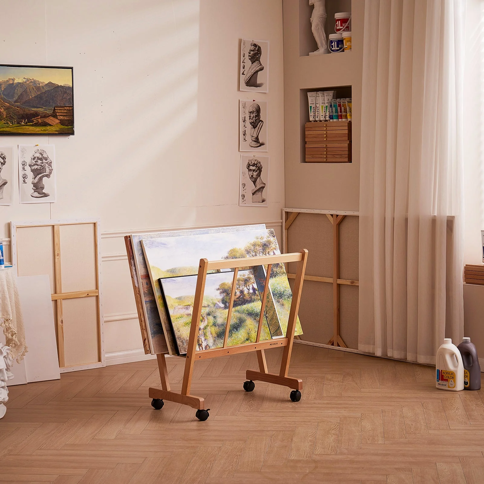 MEEDEN Wooden Large Print Rack with Castors - Image 3