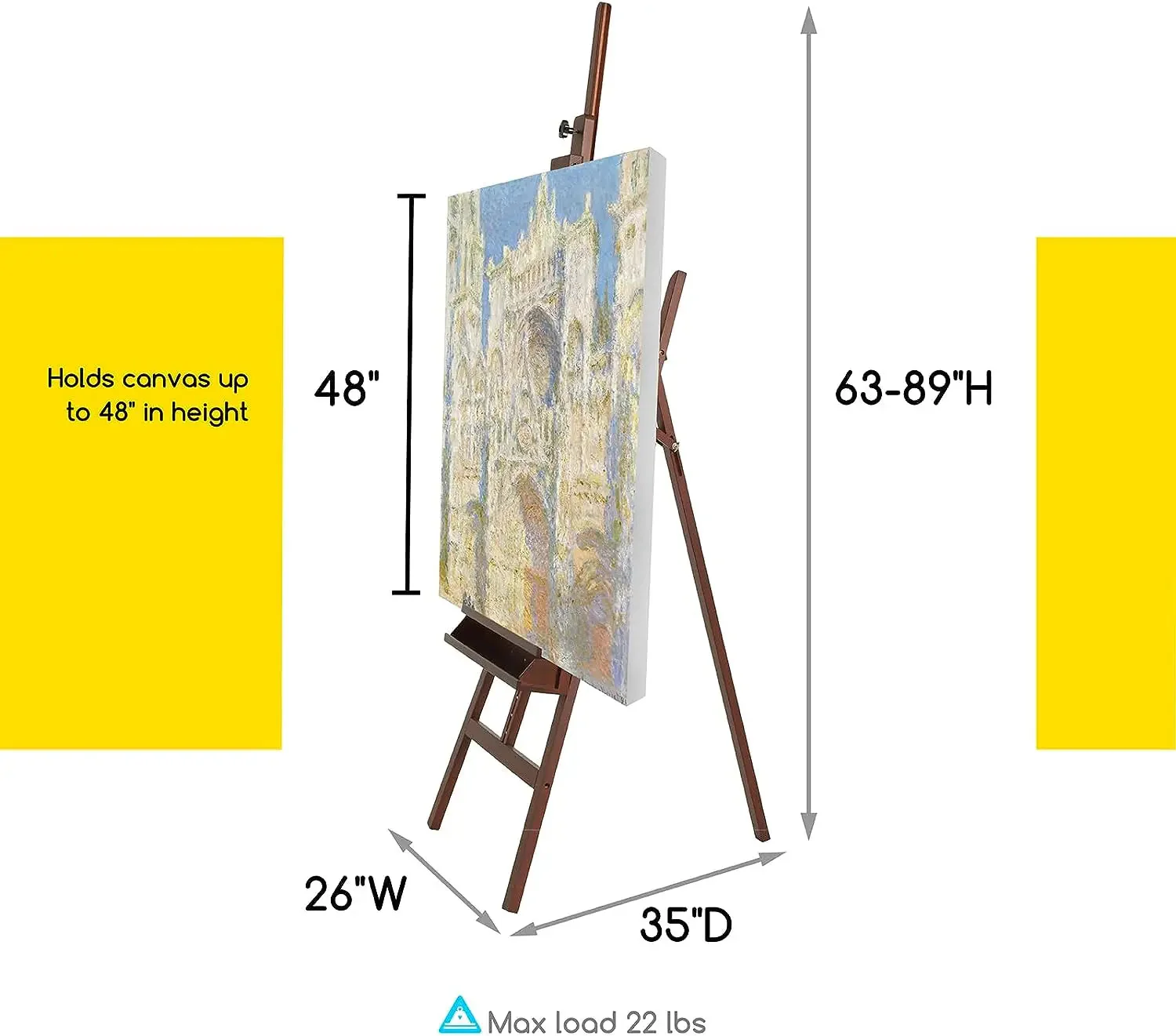 MEEDEN Large A-Frame Adjustable Artist Easel Stand-Walnut-W09B - Image 6