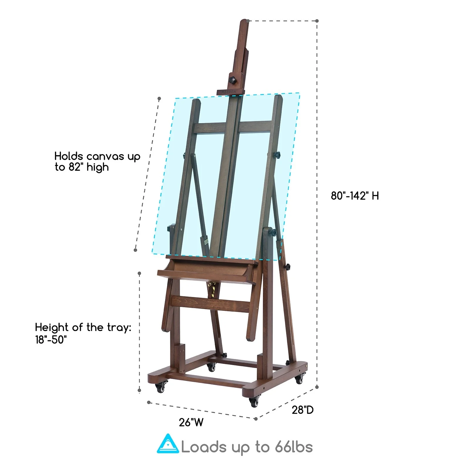 MEEDEN Extra Large Heavy Duty Artist Easel Stand-Walnut- W11 - Image 3