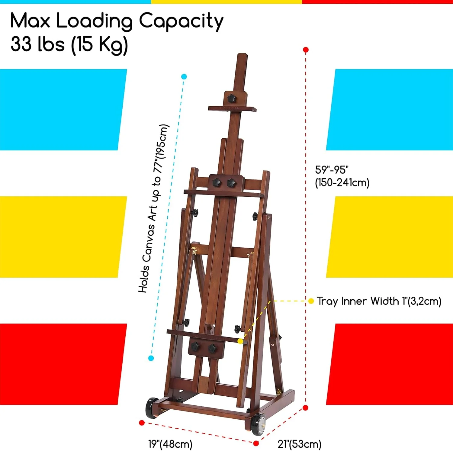 MEEDEN Versatile Studio H-Frame Artist Easel-Walnut-W14 - Image 9