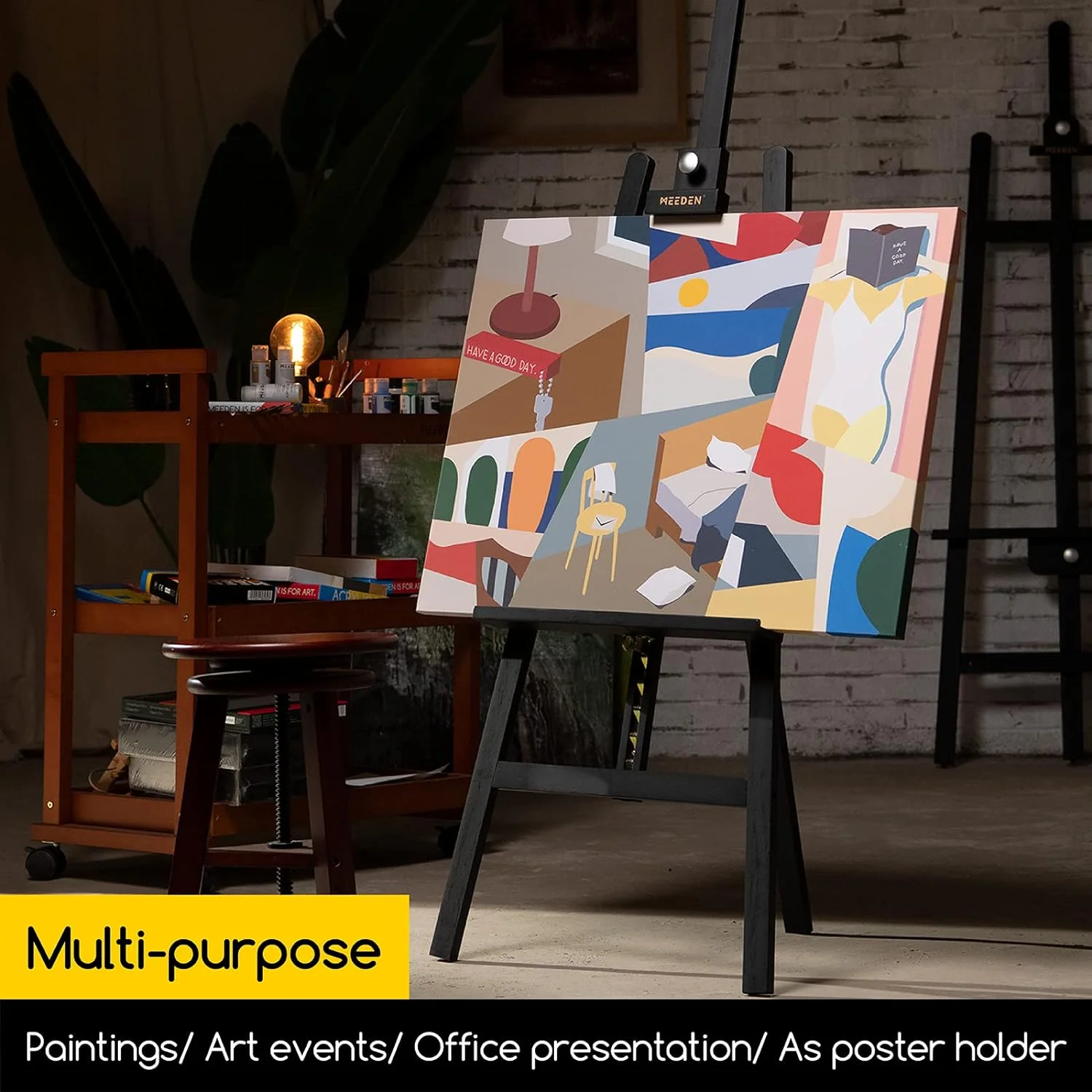 MEEDEN Pinewood A-Frame Painting Easel Stand-Black-W01D - Image 5