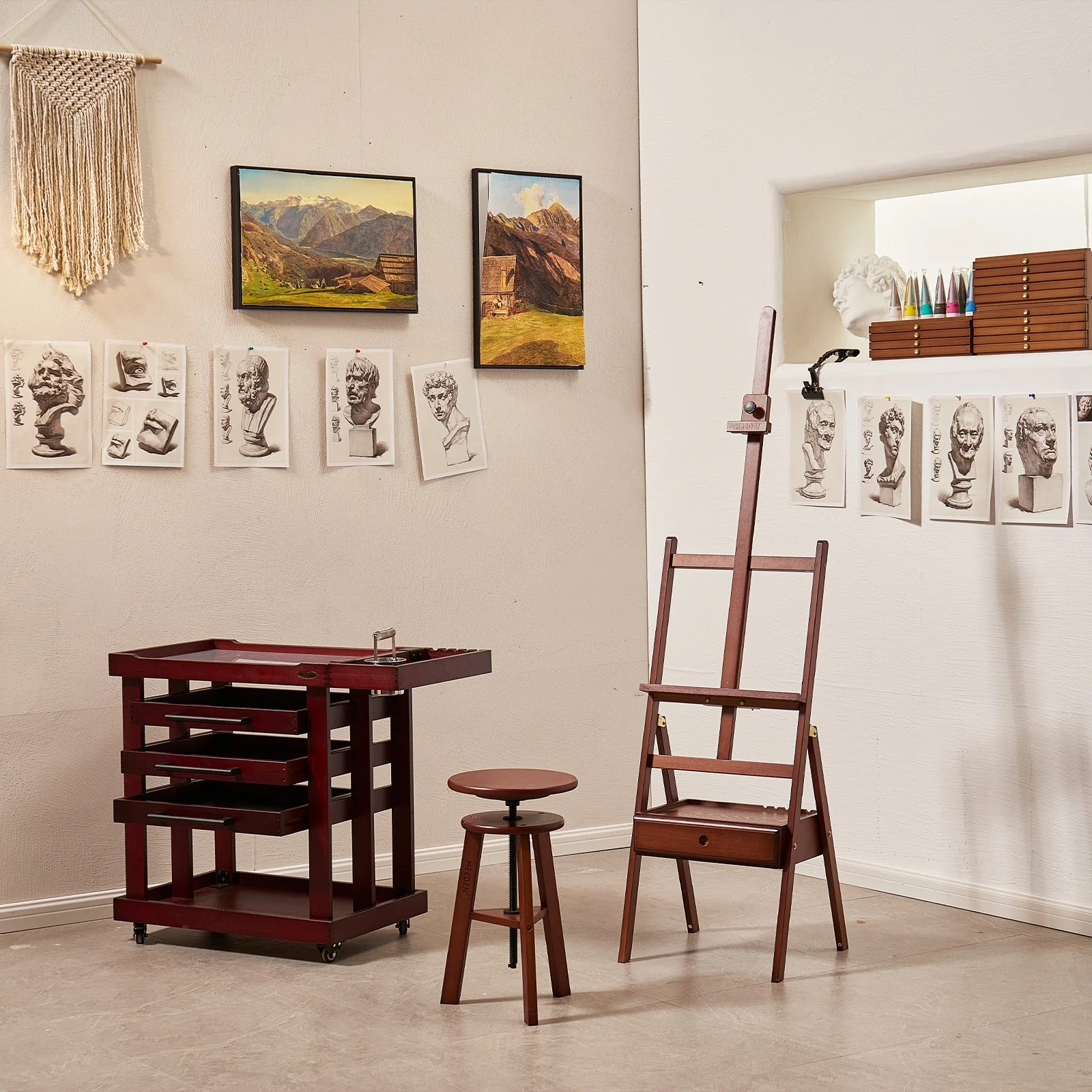 MEEDEN Studio H-Frame Floor Easel with Storage Drawer-Dark Walnut-HJ-1A - Image 3