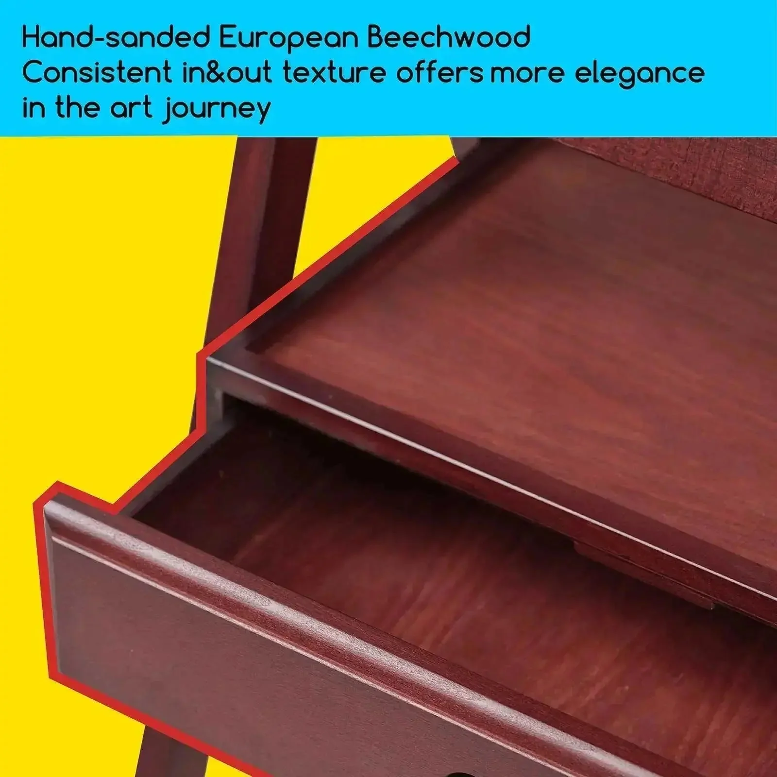 MEEDEN Studio H-Frame Floor Easel with Storage Drawer-Dark Walnut-HJ-1A - Image 7