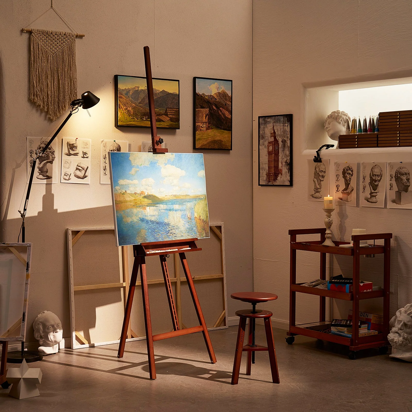MEEDEN Large A-Frame Adjustable Artist Easel Stand-Dark Walnut-W09B - Image 7