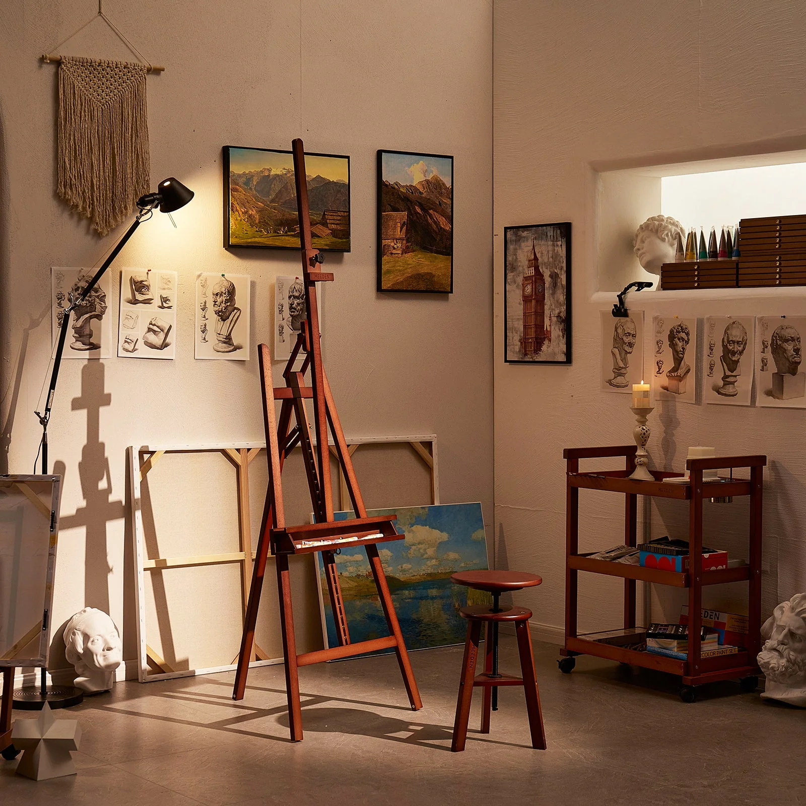 MEEDEN Large A-Frame Adjustable Artist Easel Stand-Dark Walnut-W09B - Image 8