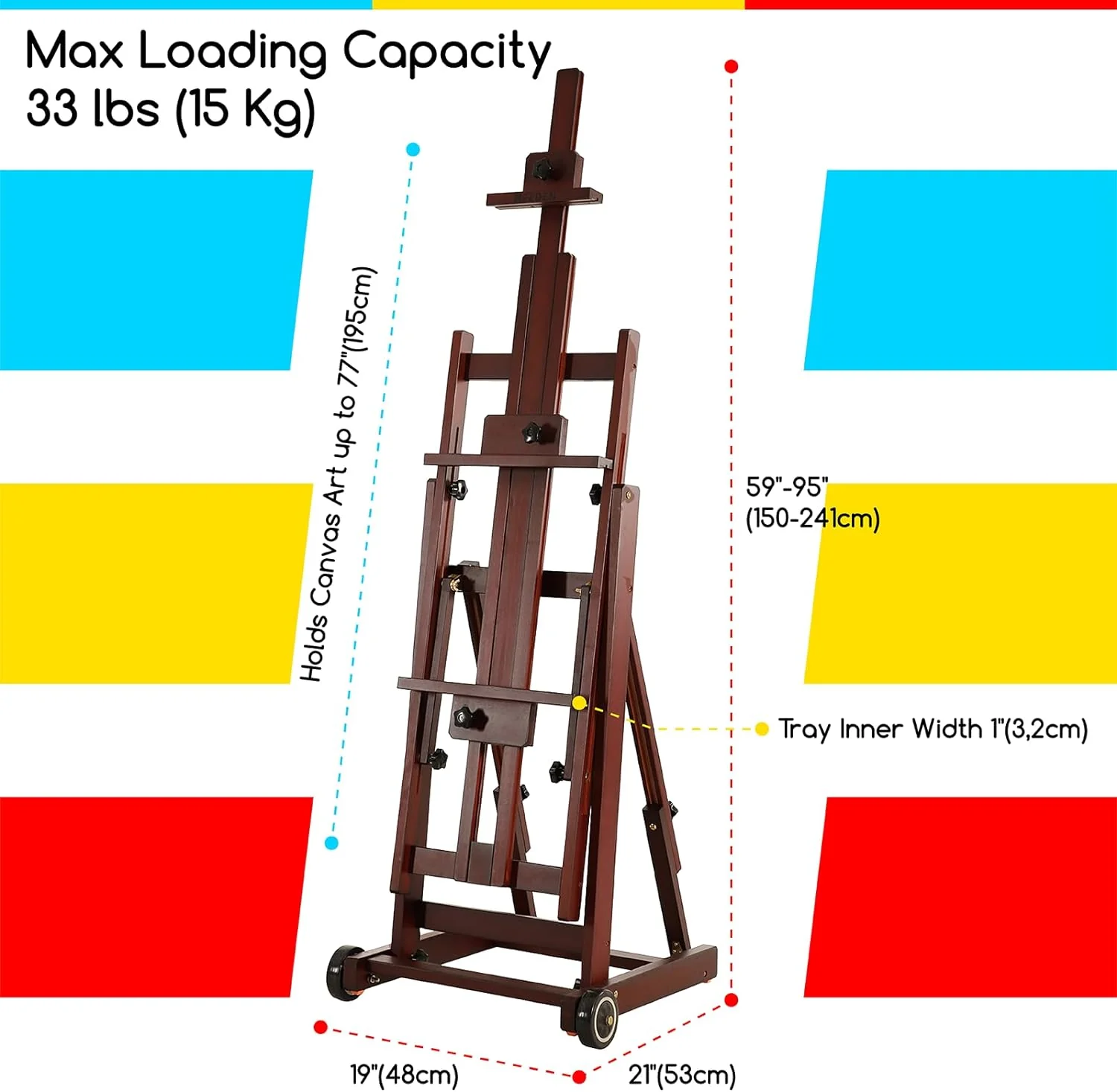 MEEDEN Versatile Studio H-Frame Artist Easel-Dark Walnut-W14 - Image 10