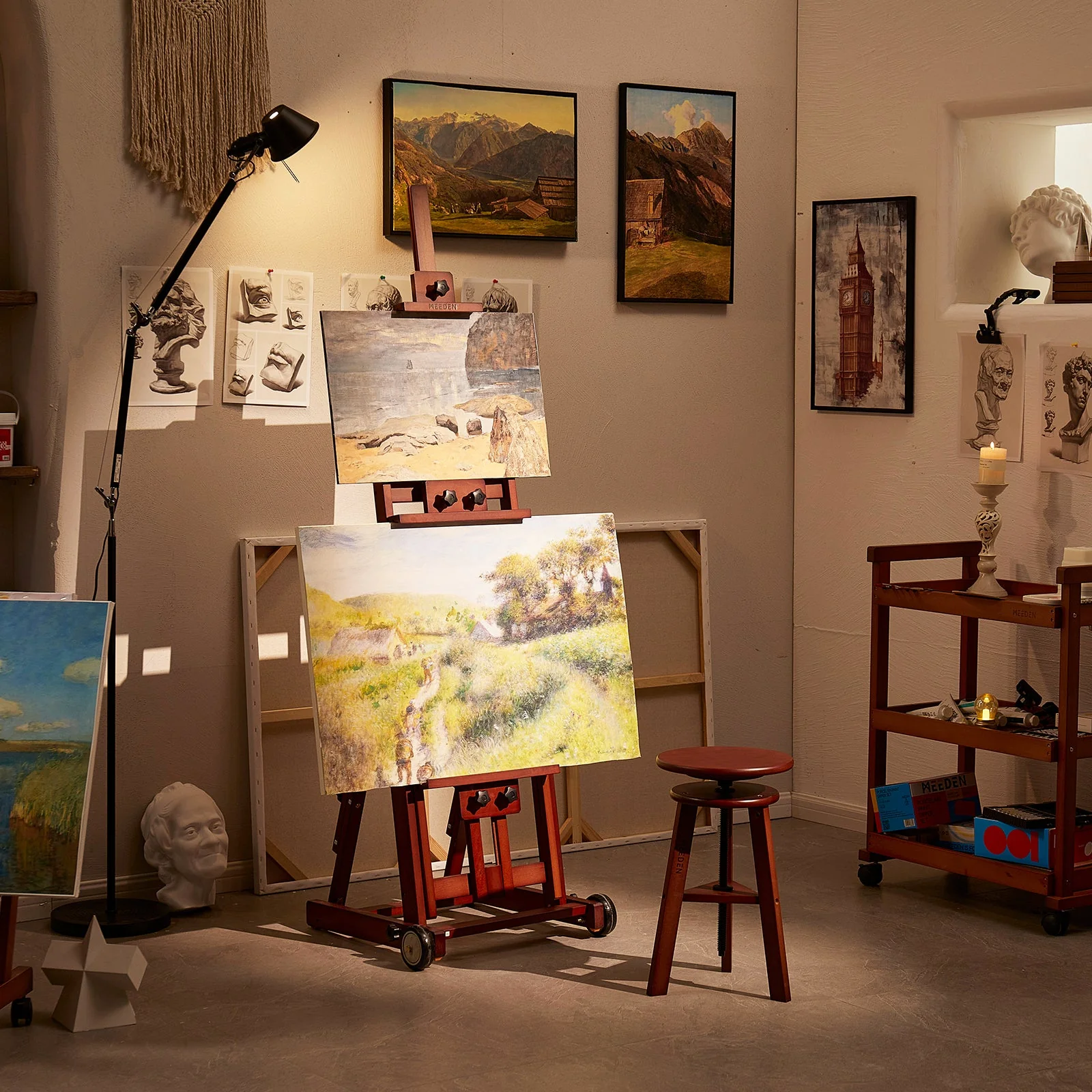 MEEDEN Versatile Studio H-Frame Artist Easel-Dark Walnut-W14 - Image 3