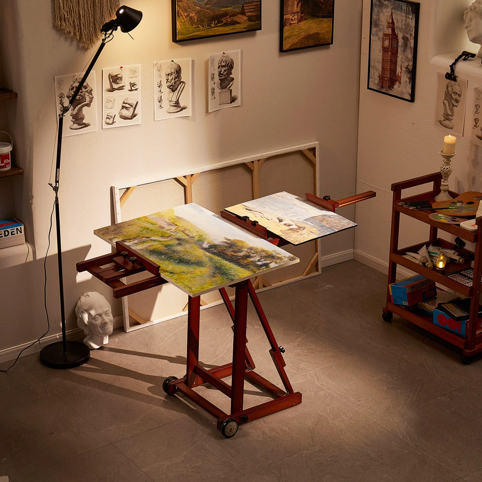 MEEDEN Versatile Studio H-Frame Artist Easel-Dark Walnut-W14 - Image 4