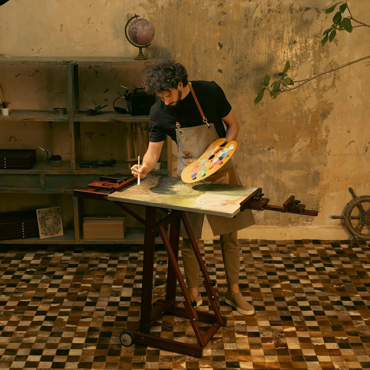 MEEDEN Versatile Studio H-Frame Artist Easel-Dark Walnut-W14 - Image 9
