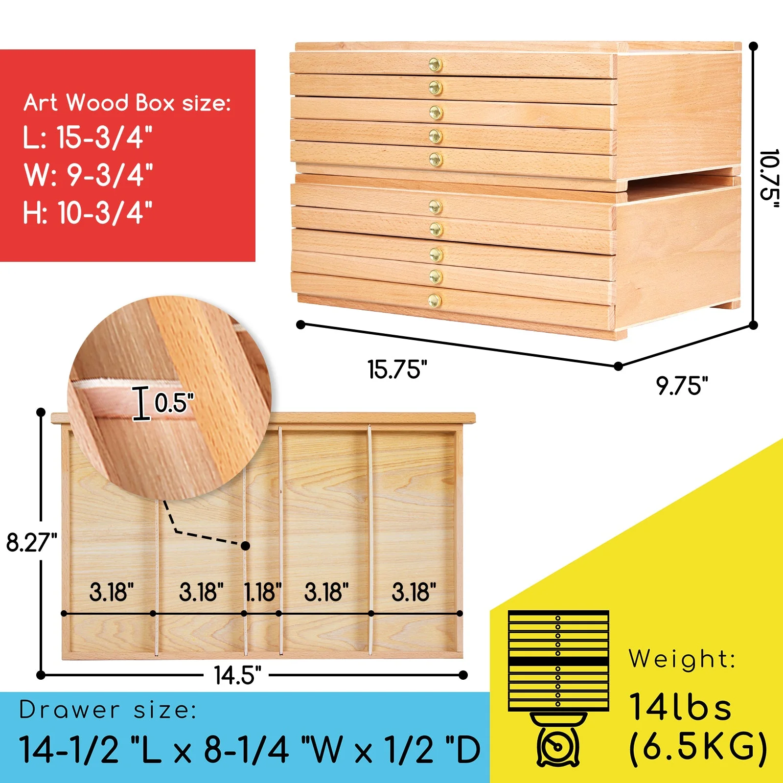 MEEDEN 10-Drawer Art Supply Storage Box - Image 3