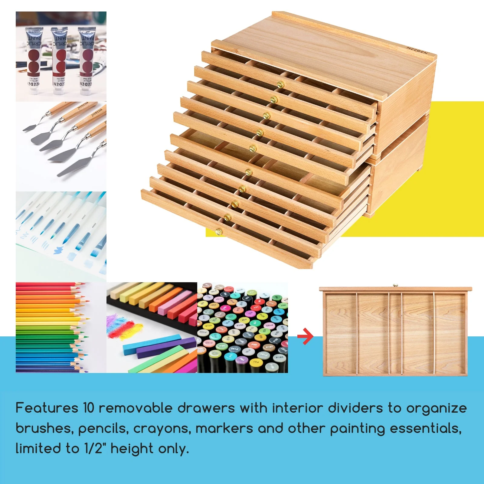 MEEDEN 10-Drawer Art Supply Storage Box - Image 4