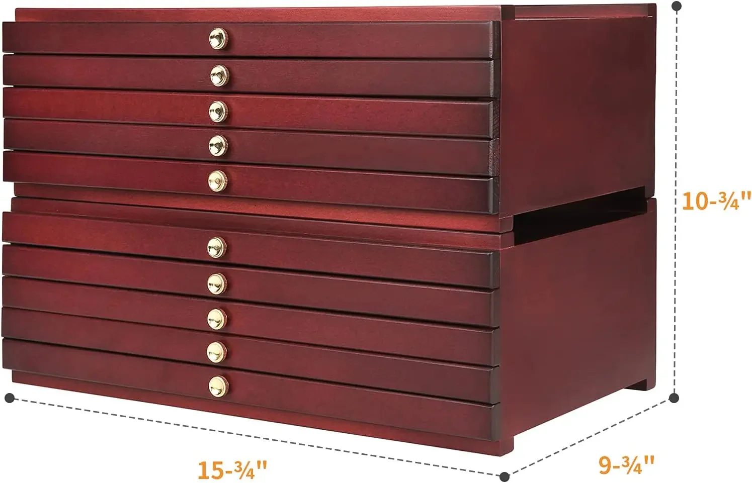 MEEDEN 10-Drawer Art Supply Storage Box, Dark Walnut - Image 3
