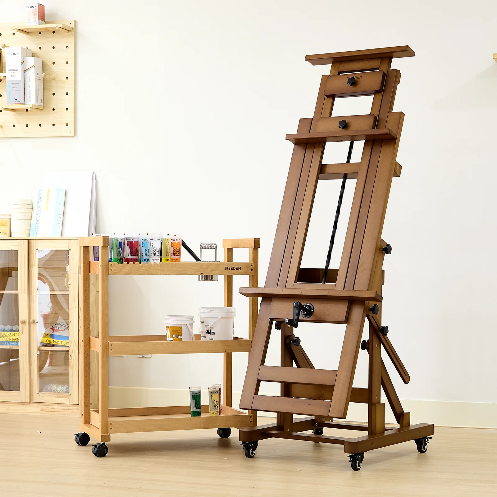 MEEDEN Deluxe Studio Large Rocker Crank Heavy Duty Artist Easel-Walnut-DHJ-12 - Image 7