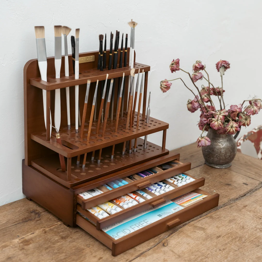MEEDEN Pro 2-Tier Wooden Paint Brush Holder Organizer-BJ-01 - Image 3