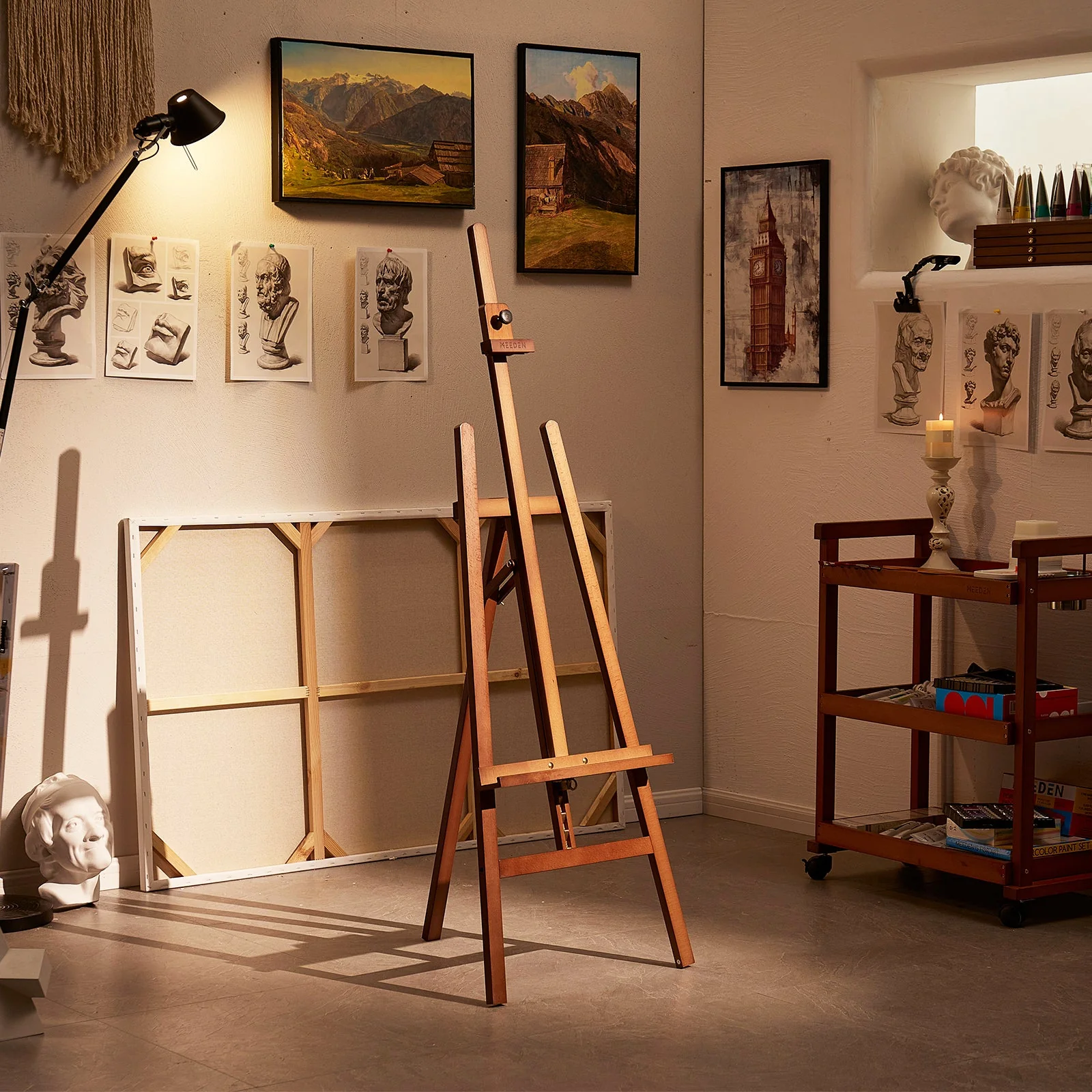 MEEDEN Solid Adjustable A-Frame Painting Beechwood  Art Easel-Walnut-W01D - Image 2