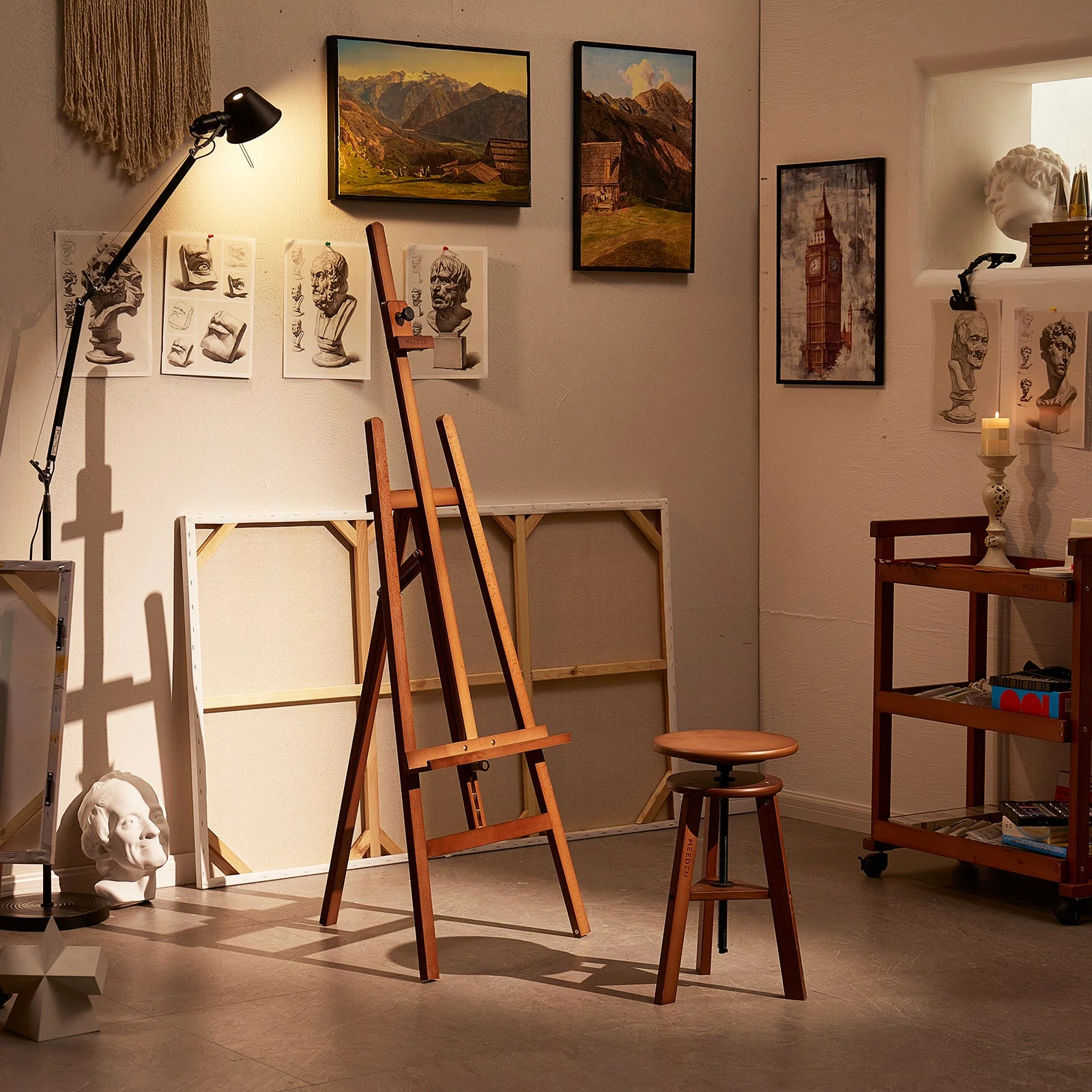 MEEDEN Solid Adjustable A-Frame Painting Beechwood  Art Easel-Walnut-W01D - Image 3