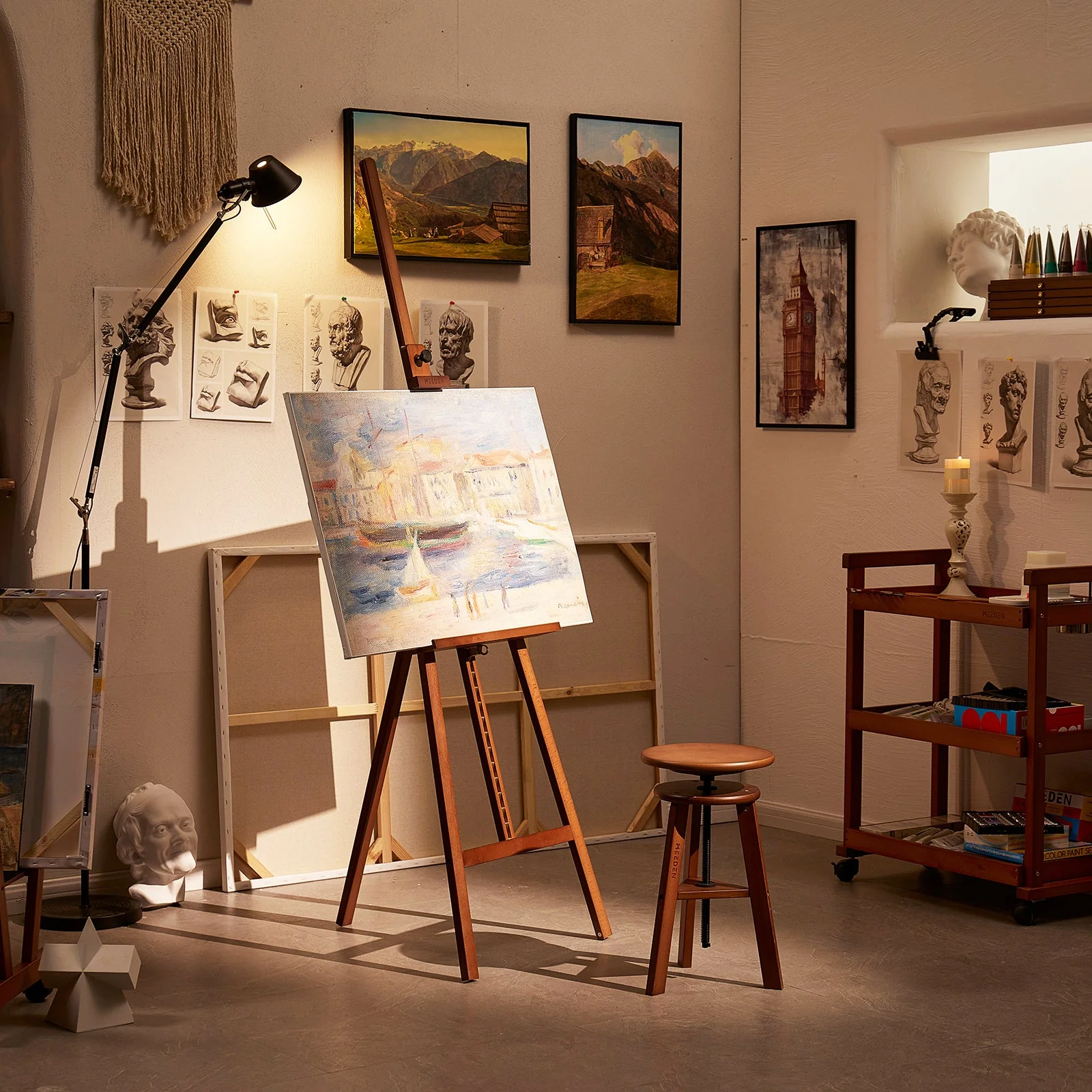 MEEDEN Solid Adjustable A-Frame Painting Beechwood  Art Easel-Walnut-W01D - Image 4