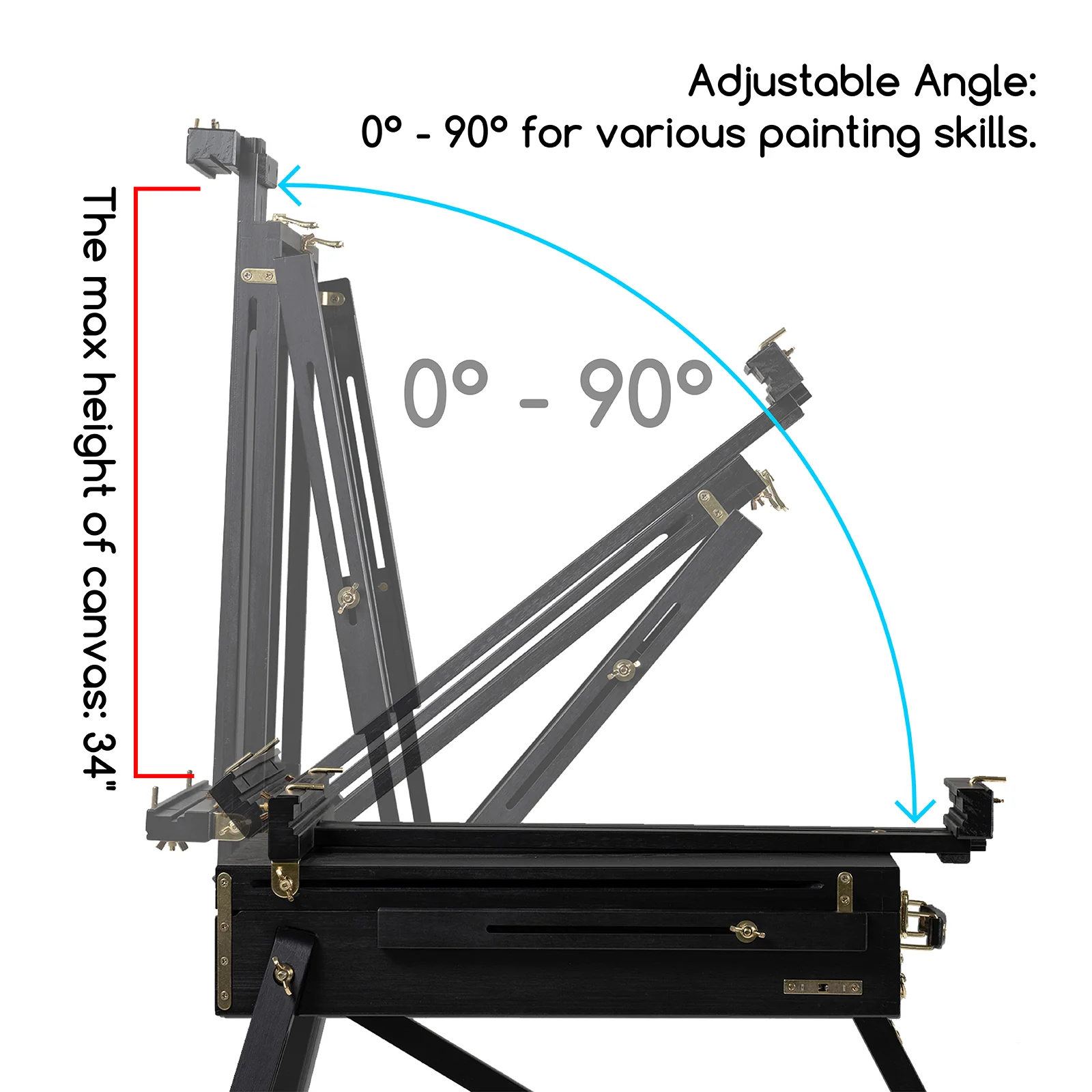 MEEDEN Wood Plein Air French Easel, Foldable & Spacious -HX-3 - Image 3