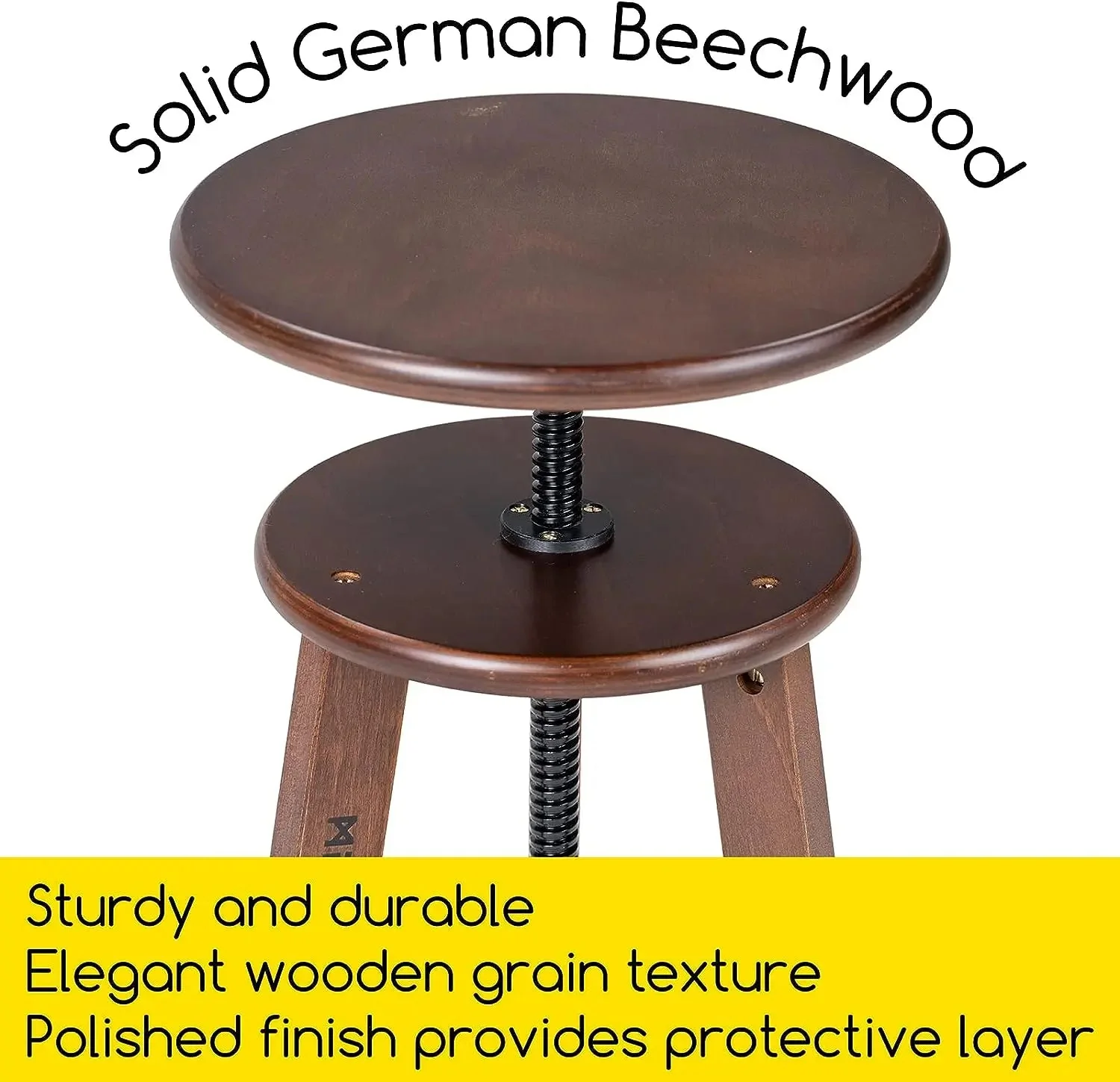 MEEDEN Wooden Drafting Stool with Adjustable Height-Walnut-G-005 - Image 5