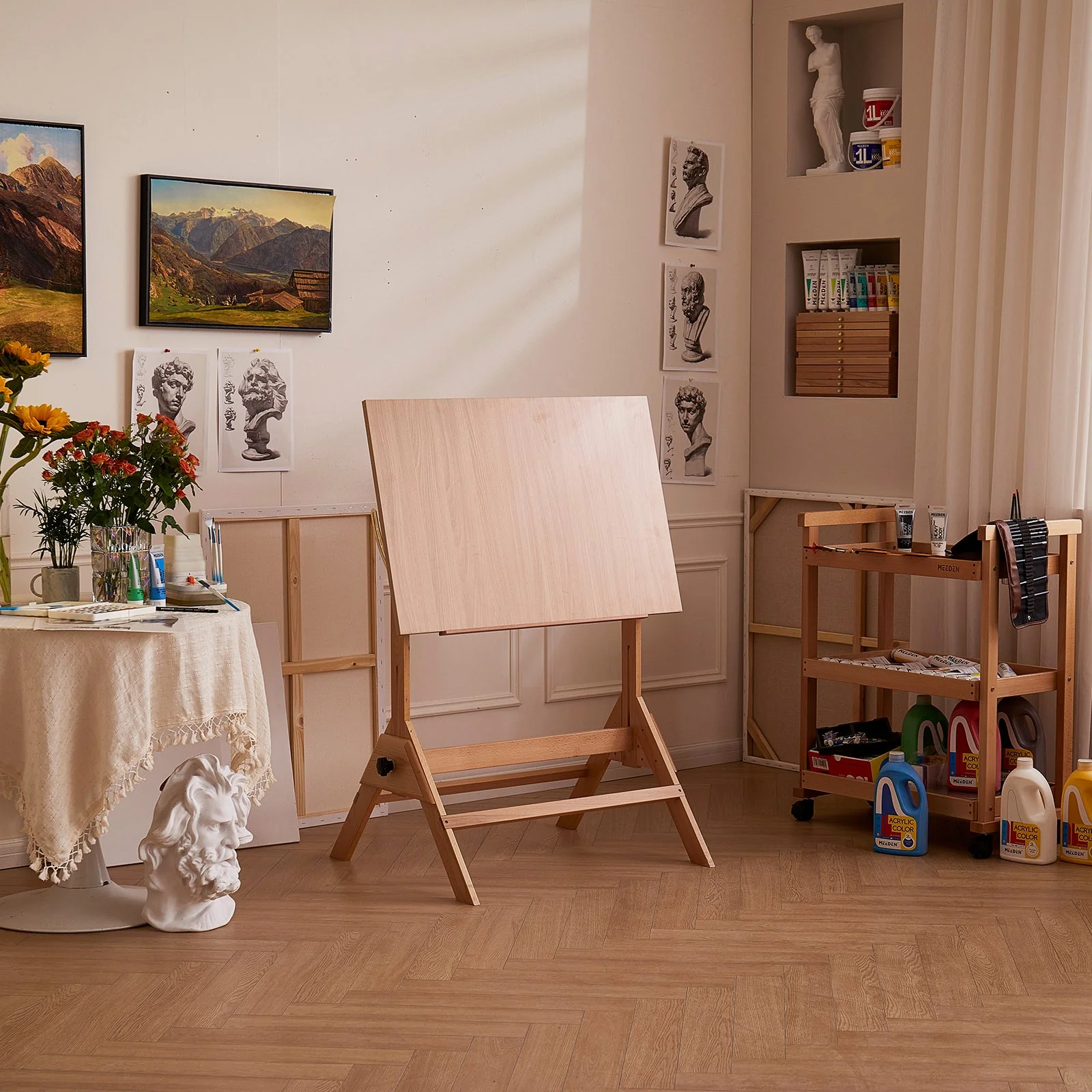MEEDEN Adjustable Wooden Drafting Table, Natural-XSZ-2 - Image 4