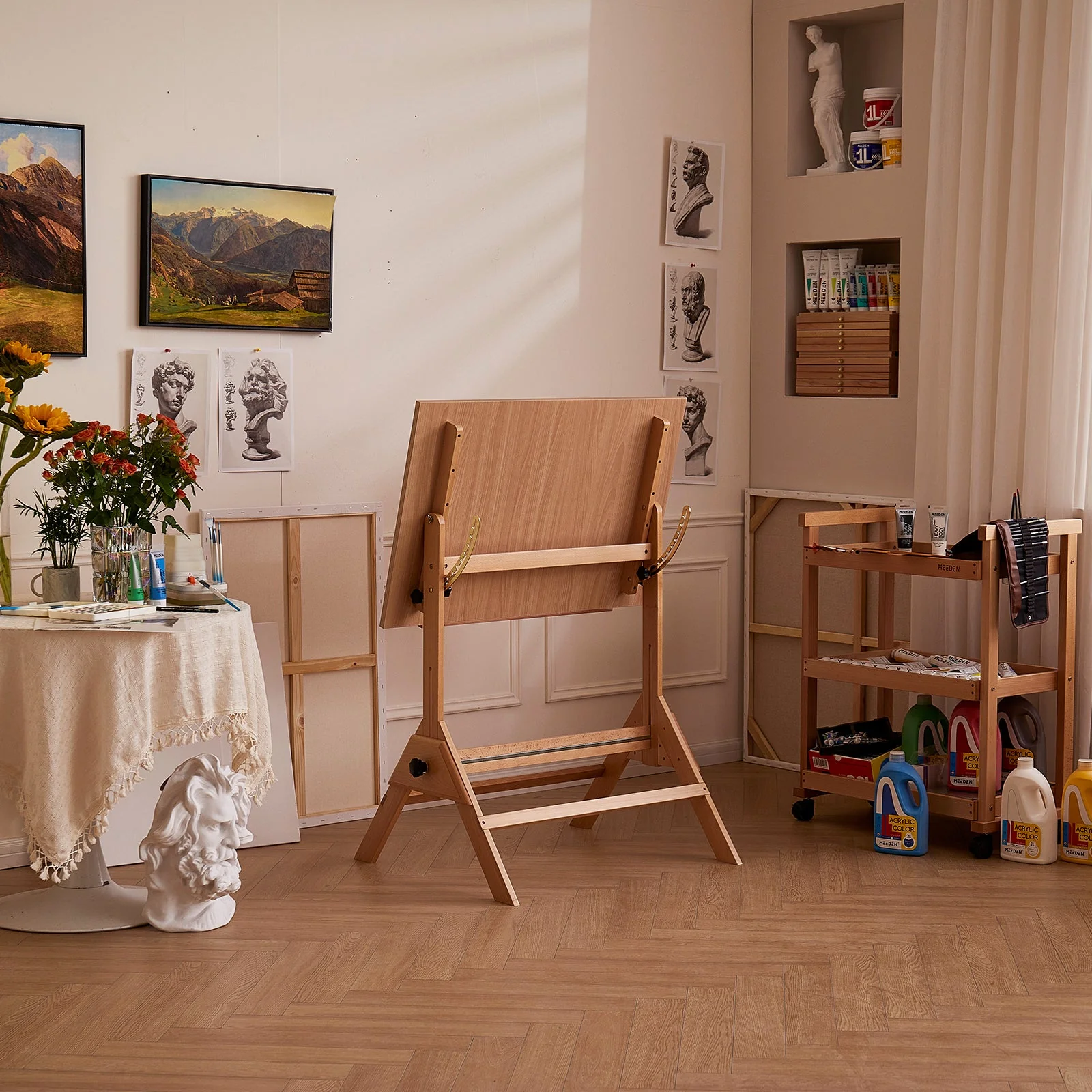 MEEDEN Adjustable Wooden Drafting Table, Natural-XSZ-2 - Image 5