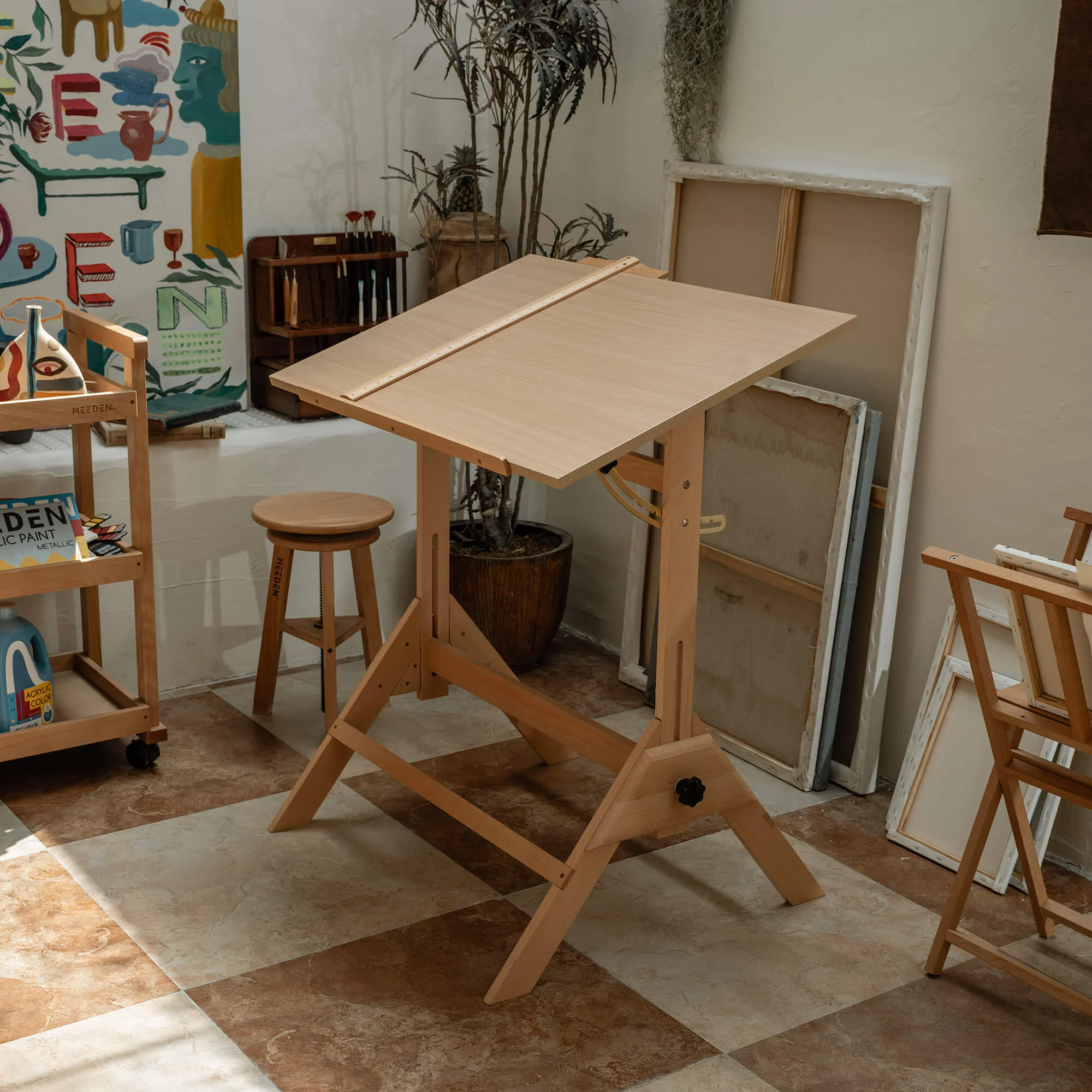 MEEDEN Adjustable Wooden Drafting Table, Natural-XSZ-2 - Image 6