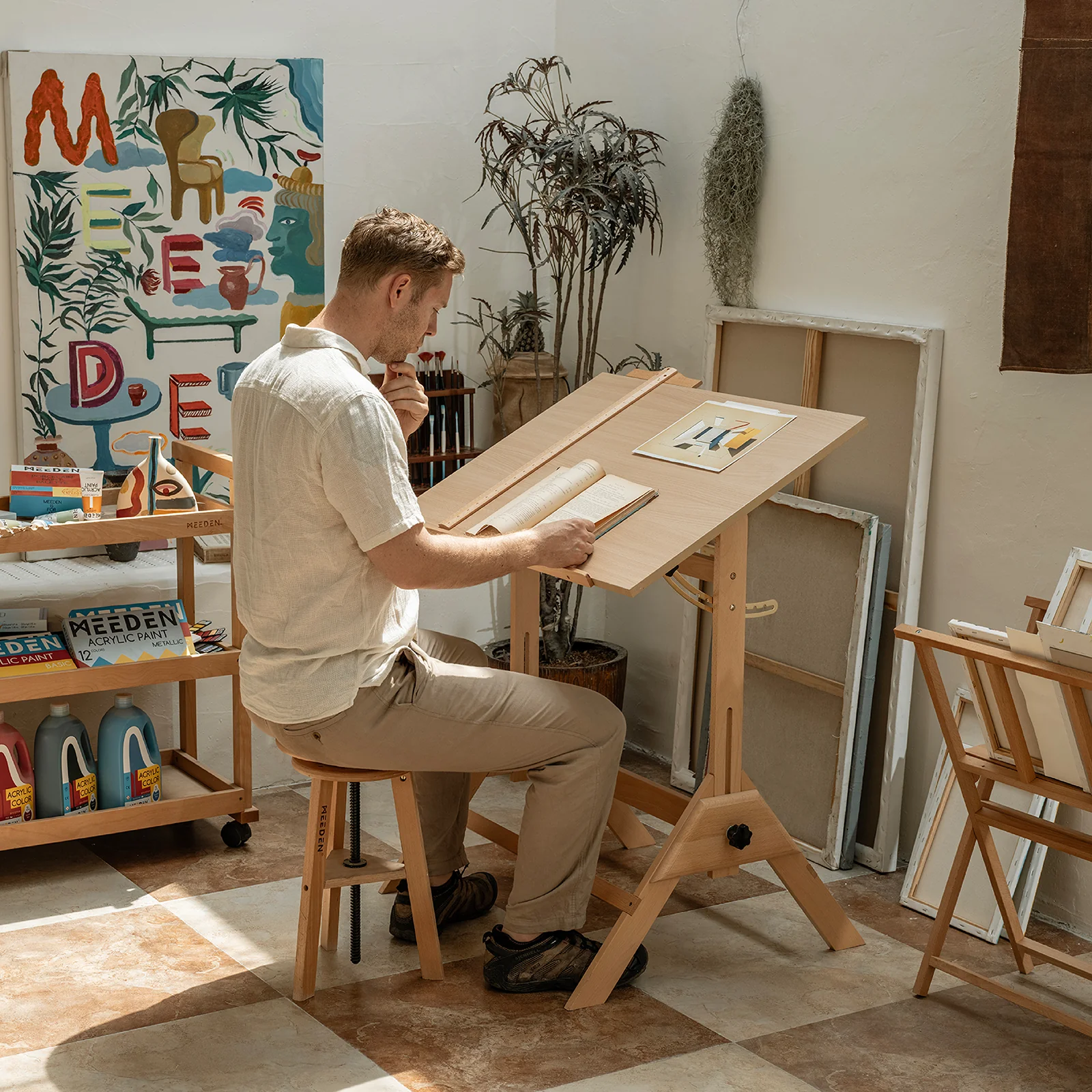 MEEDEN Adjustable Wooden Drafting Table, Natural-XSZ-2 - Image 8