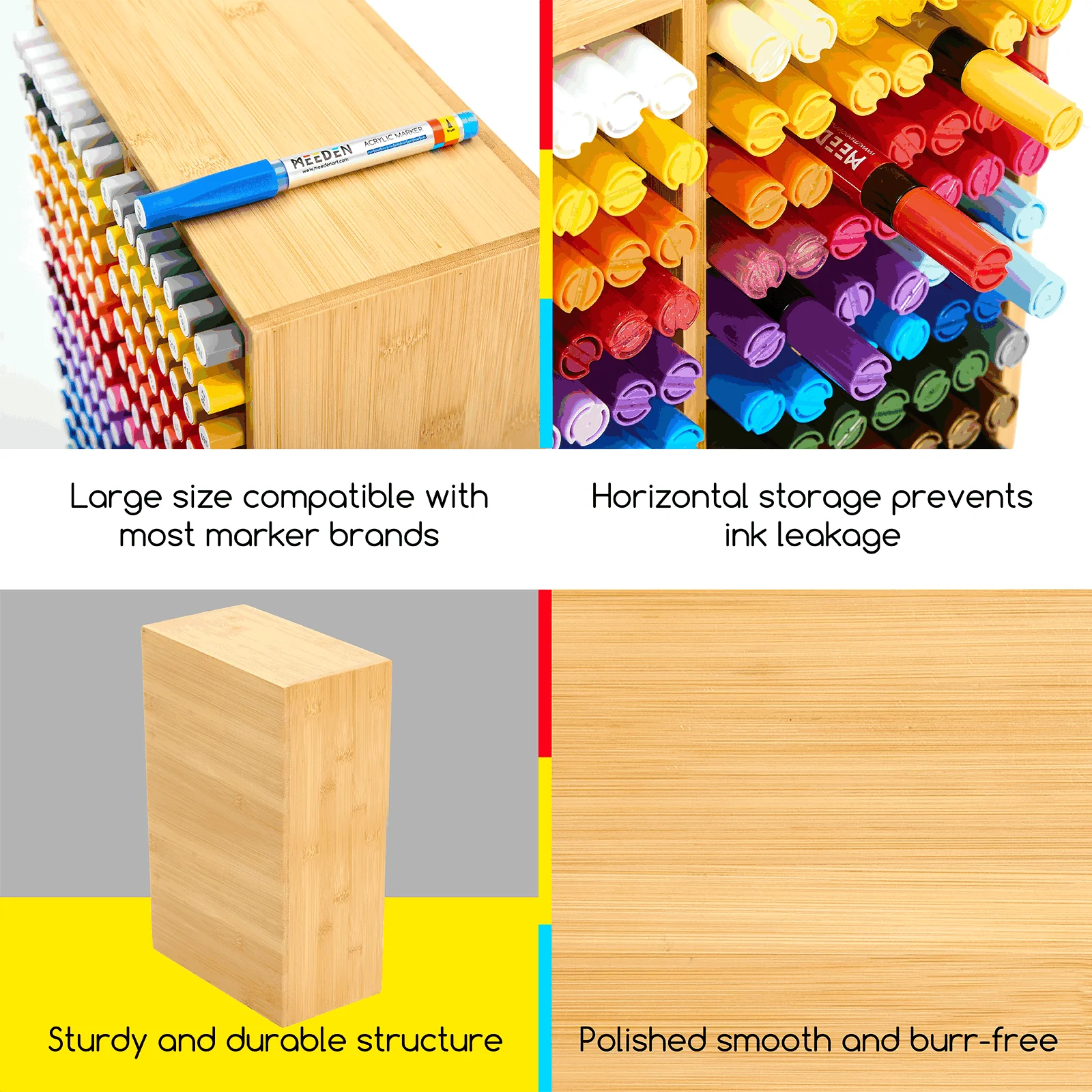 MEEDEN Rotating Bamboo 32 Compartments Marker Holder Organizer - Image 7