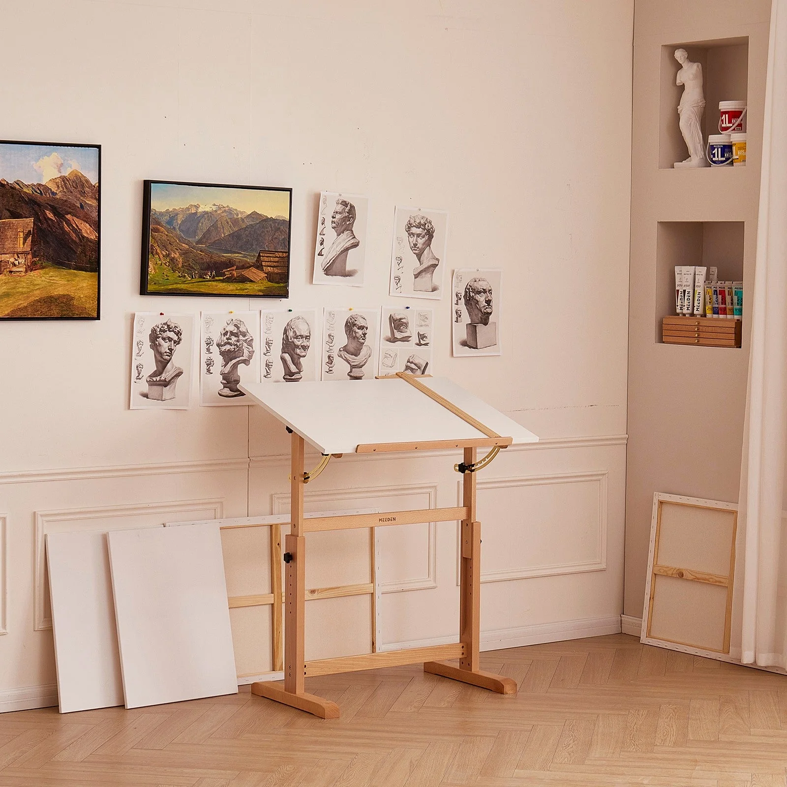 MEEDEN Adjustable Wooden Drafting Table, White-XSZ-5 - Image 11