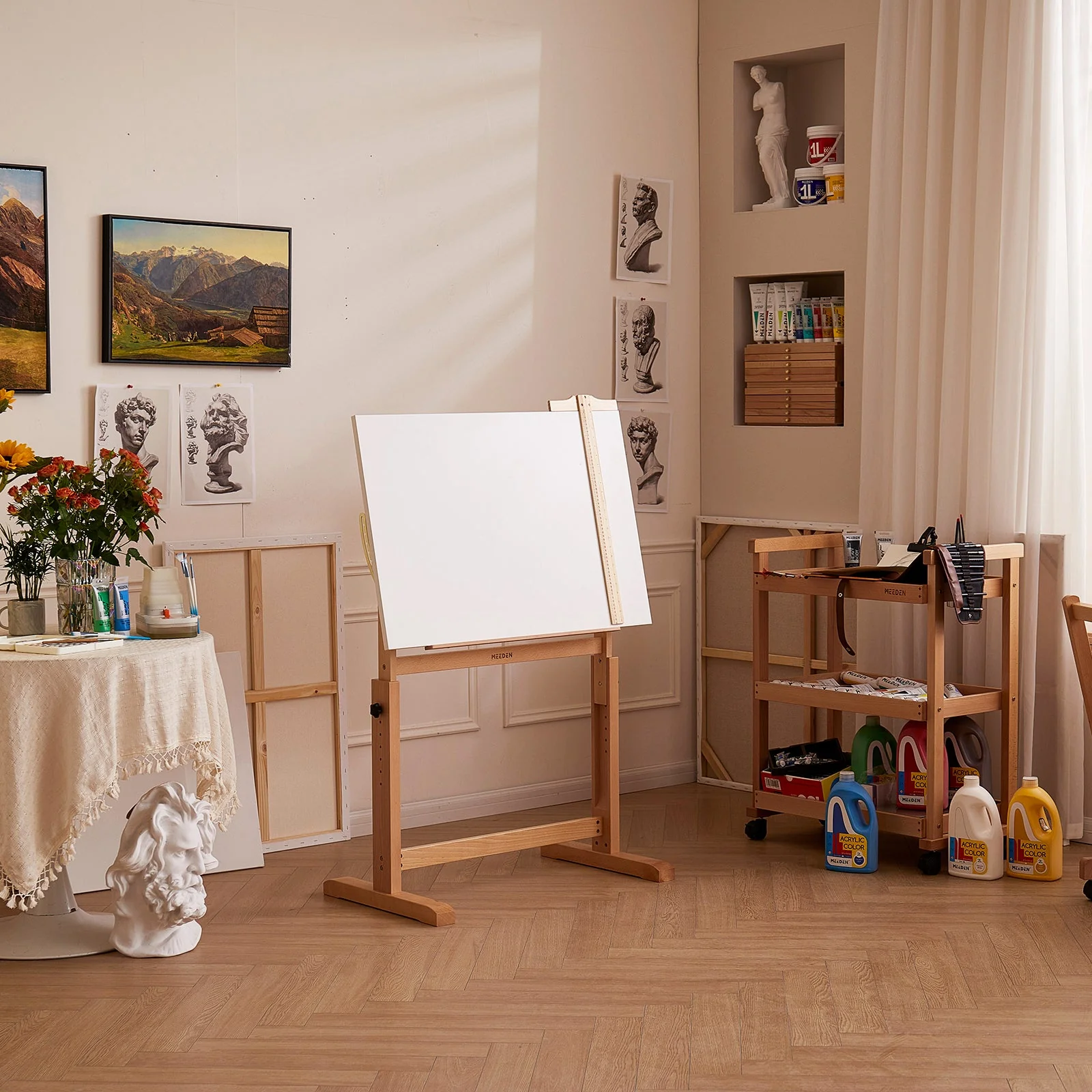 MEEDEN Adjustable Wooden Drafting Table, White-XSZ-5 - Image 9
