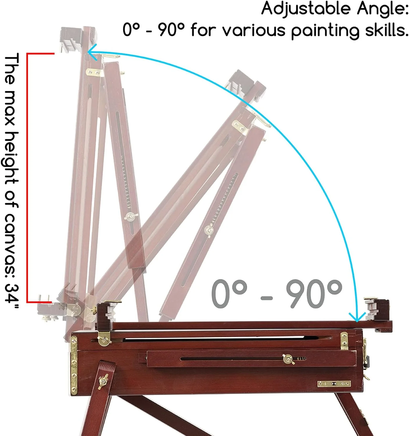 MEEDEN Solid Beech Wood French Easel-Dark Walnut-HX-3 - Image 7