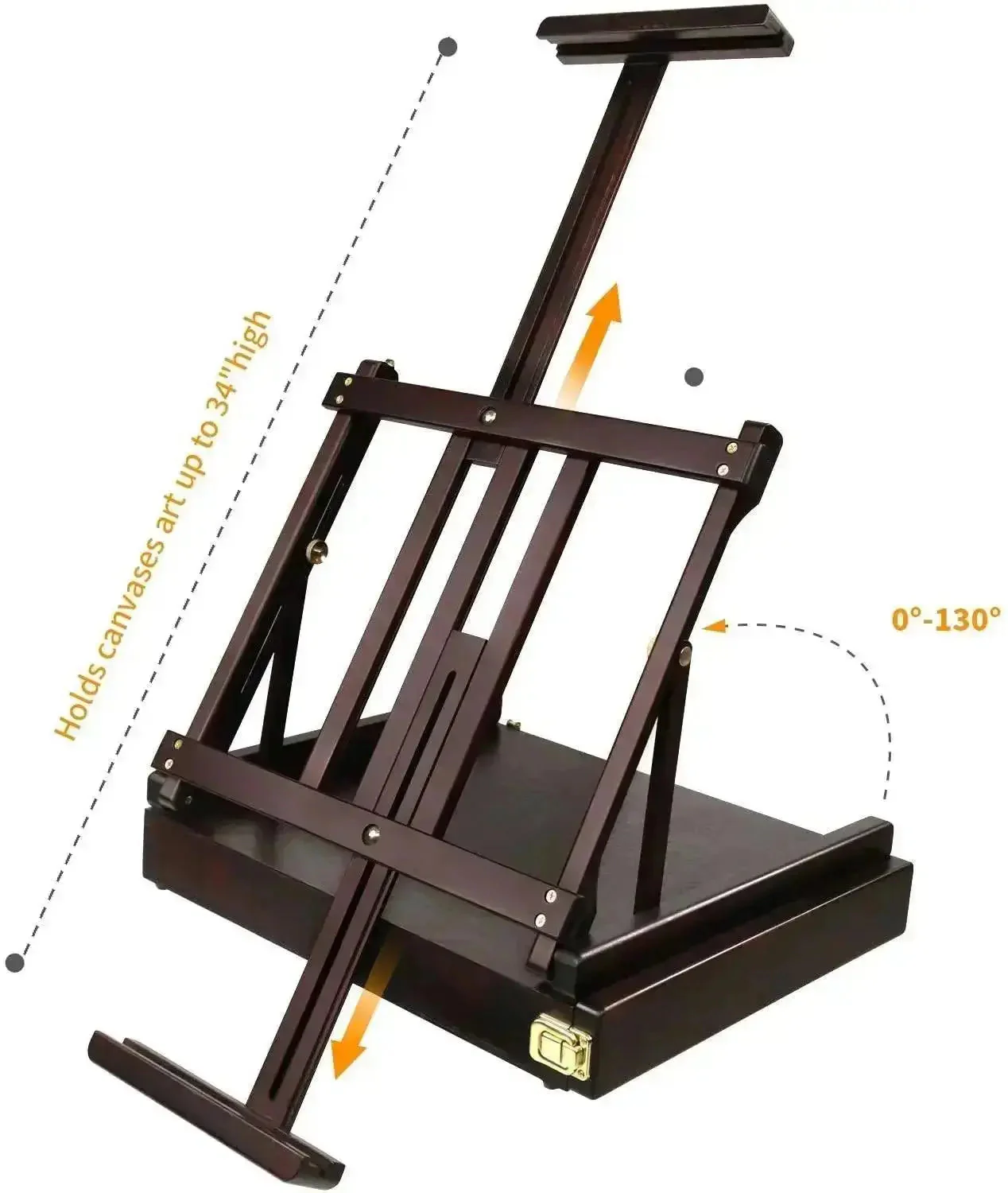 MEEDEN Artist Tabletop Easel with Metal Lined Drawer-Cherry Walnut-W05B - Image 4