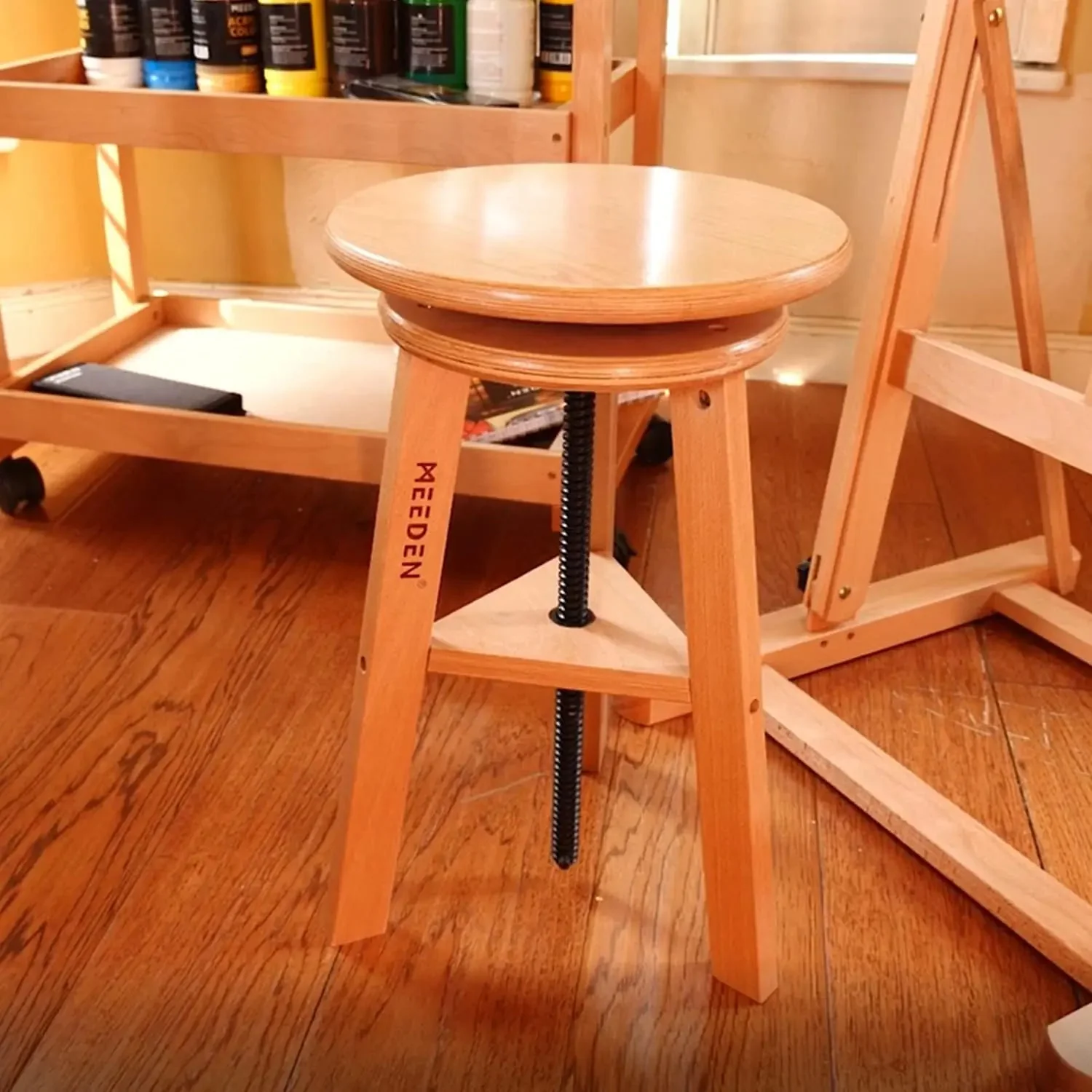MEEDEN Wooden Drafting Stool with Adjustable Height-Natural-G-005 - Image 3