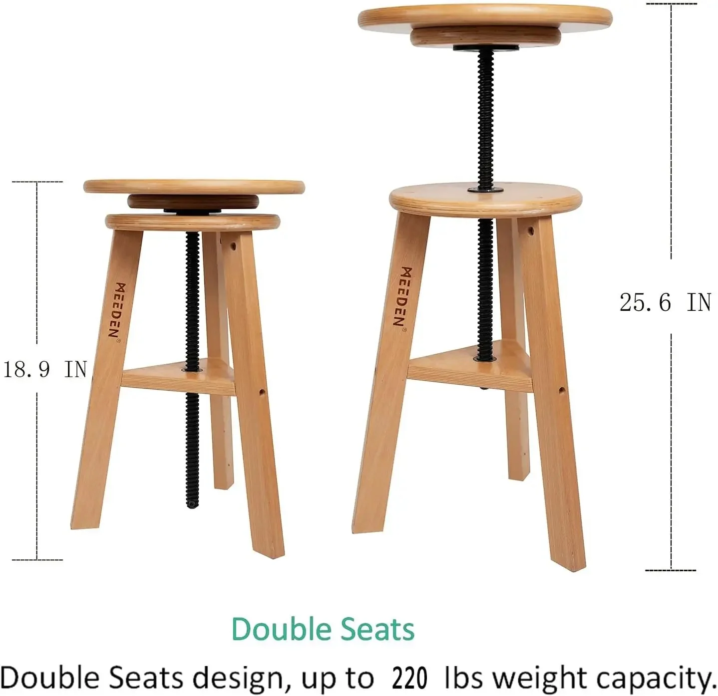 MEEDEN Wooden Drafting Stool with Adjustable Height-Natural-G-005 - Image 4