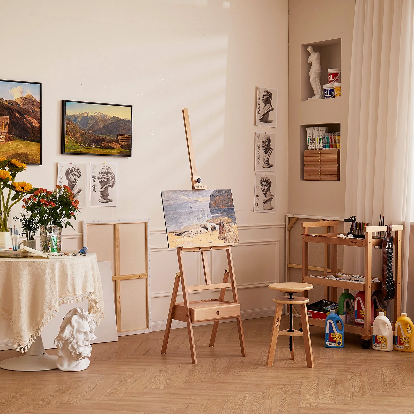 MEEDEN Studio H-Frame Floor Easel with Storage Drawer-HJ-1A - Image 3
