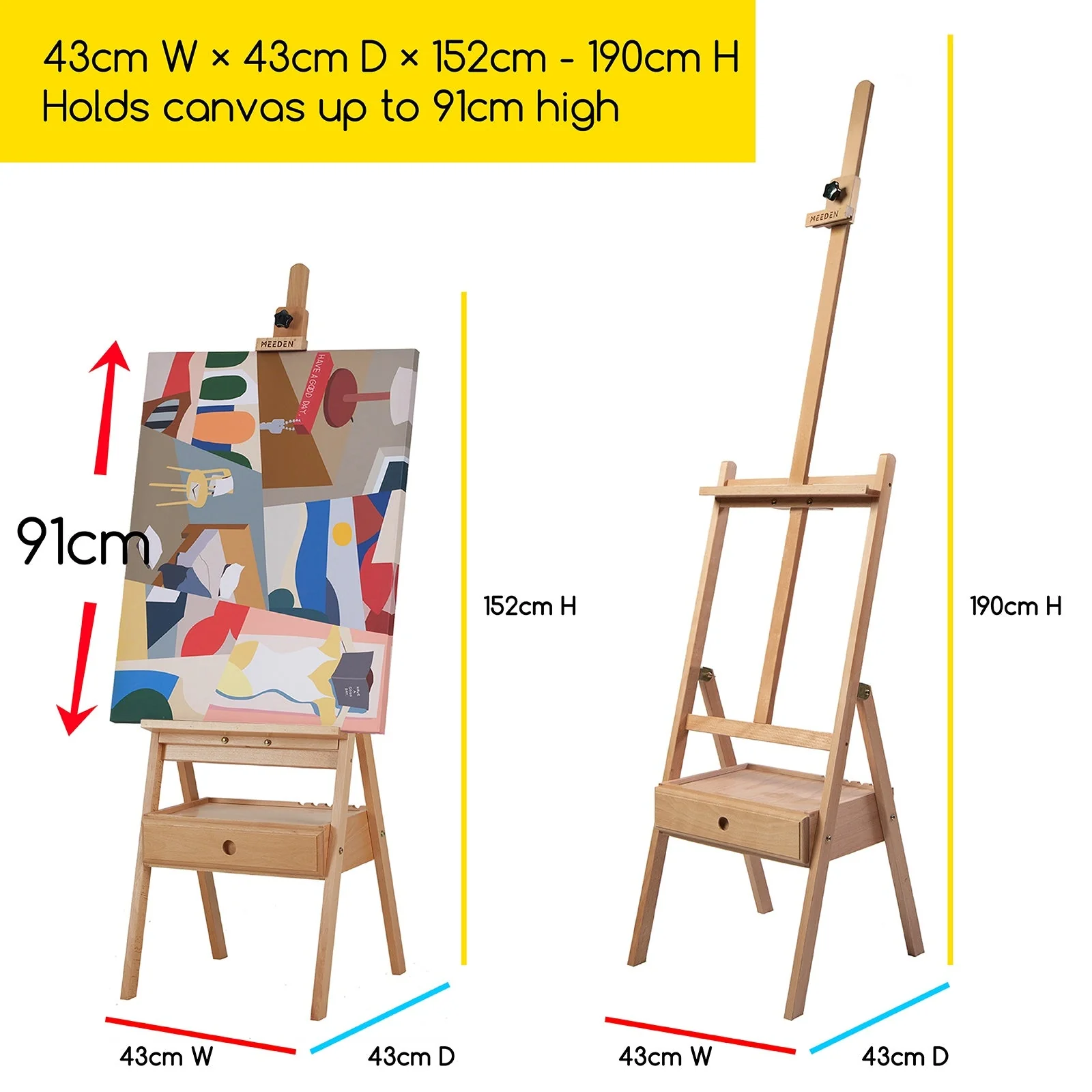MEEDEN Studio H-Frame Floor Easel with Storage Drawer-HJ-1A - Image 5