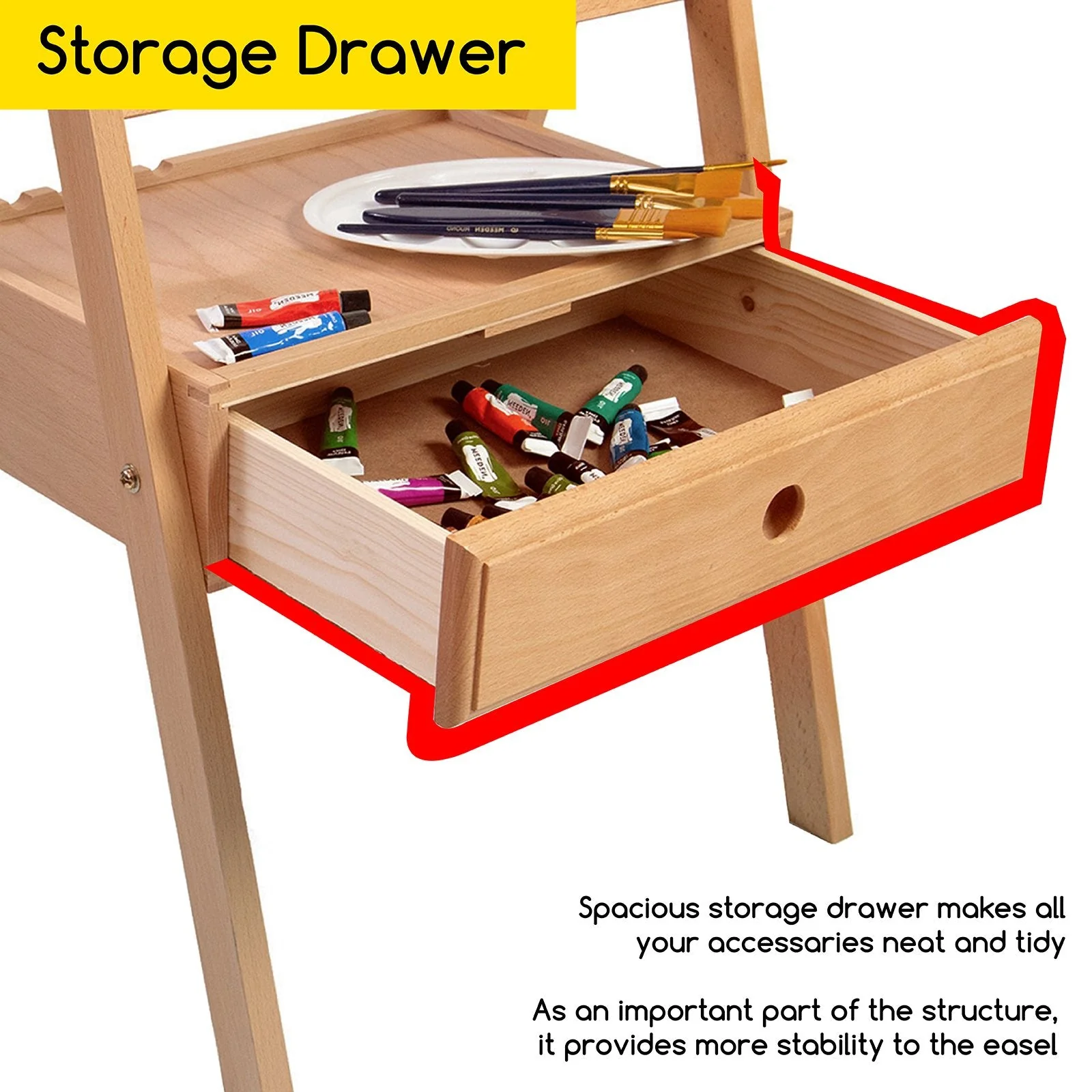 MEEDEN Studio H-Frame Floor Easel with Storage Drawer-HJ-1A - Image 9