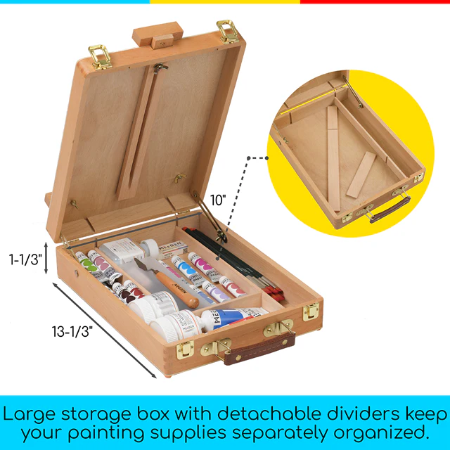 MEEDEN Solid Beech Wood Tabletop Easel, Art Easel with Storage-HBX-3 - Image 8